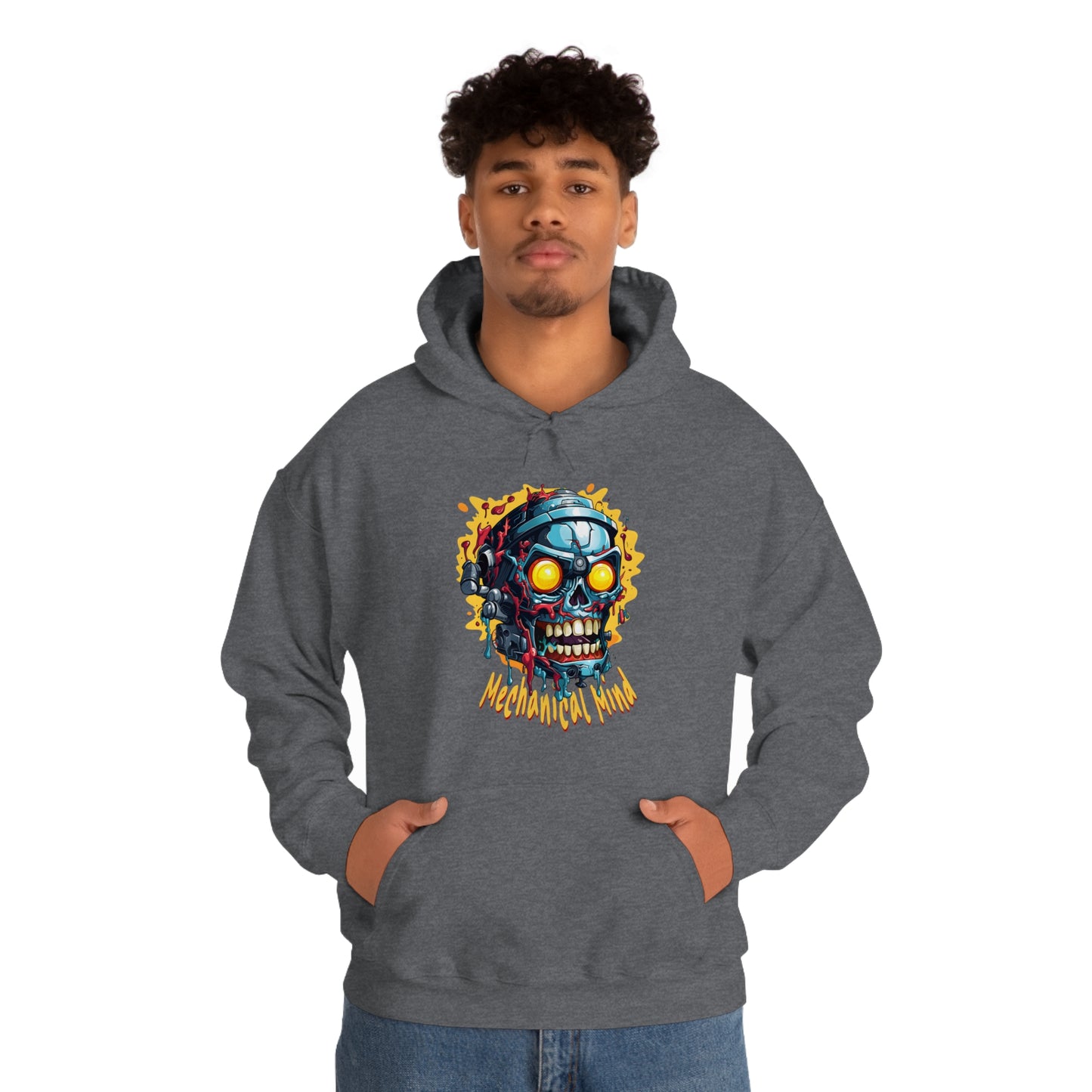 Mechanical Mind, Robotic Skull Unisex Heavy Blend™ Hooded Sweatshirt