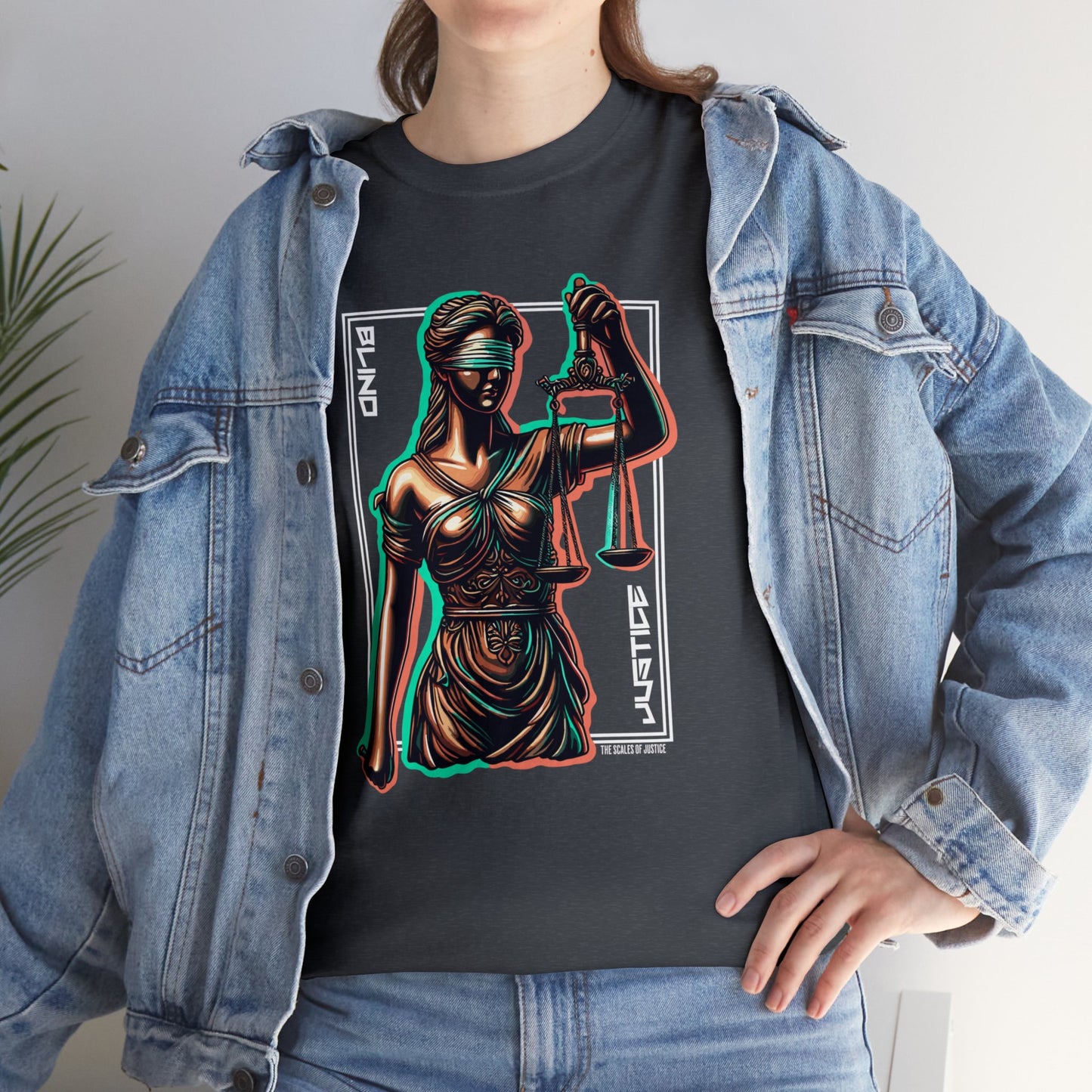 Blind Justice, Lady Justice, Unisex Heavy Cotton Tee