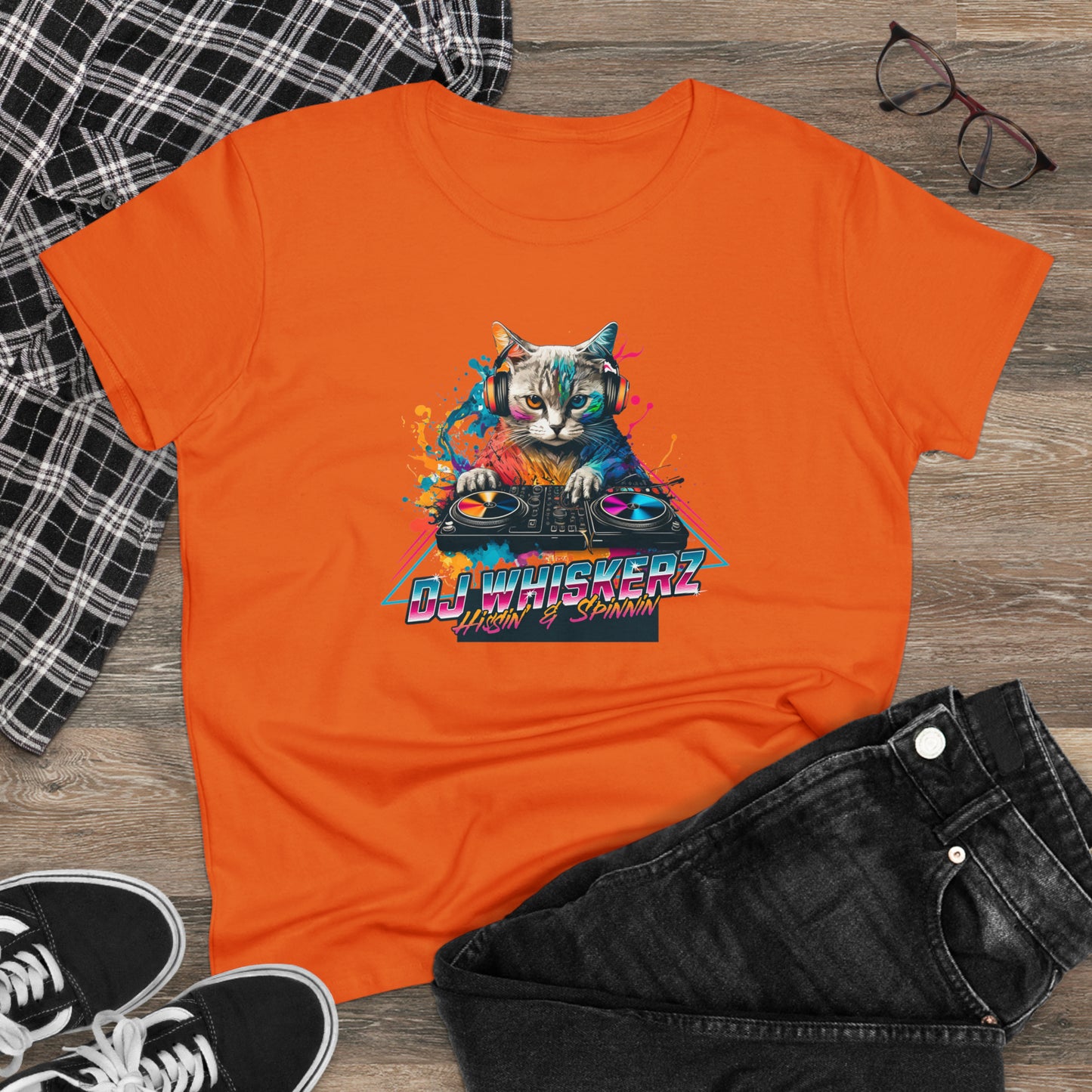 DJ WHISKERZ, Women's Midweight Cotton Graphic Tee