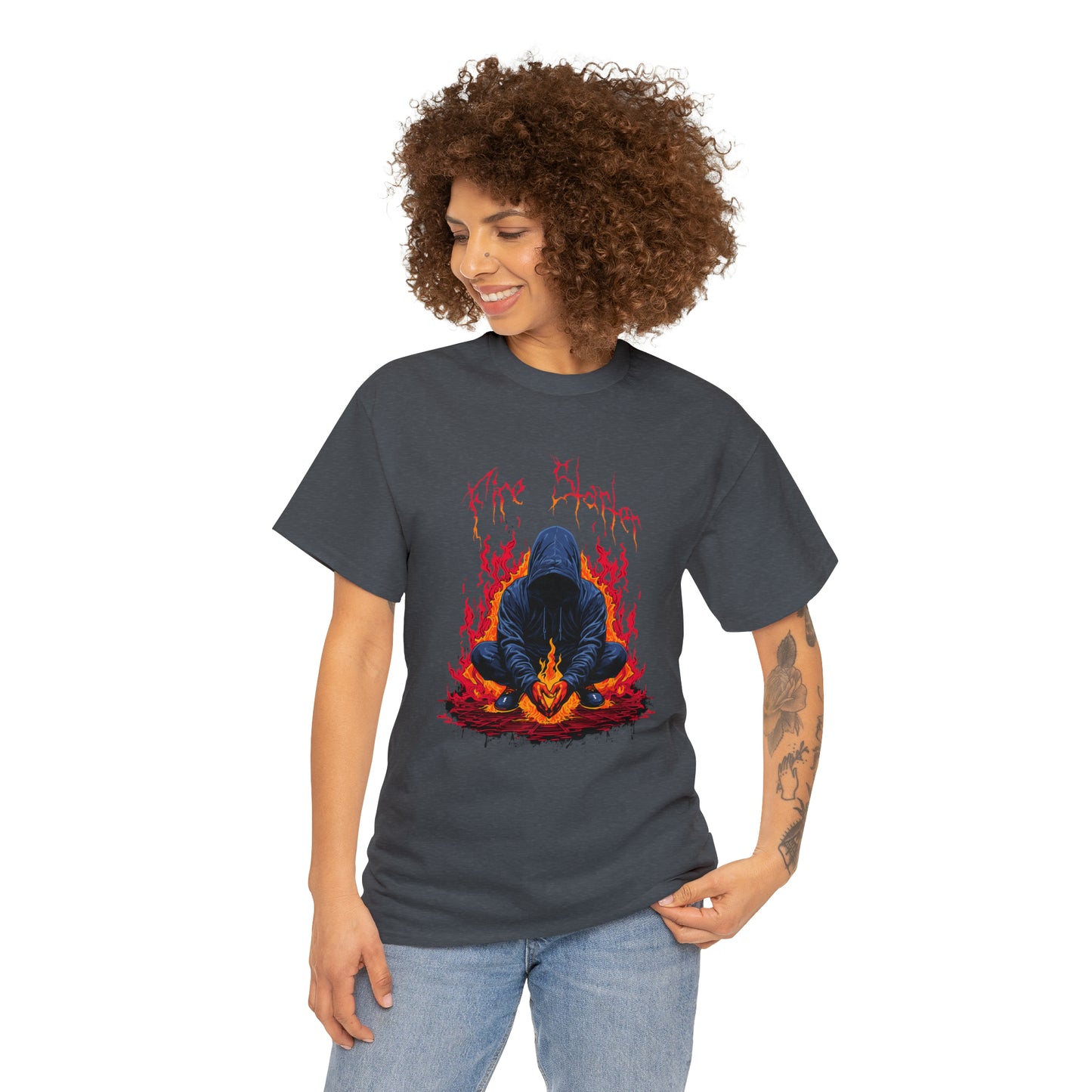 Fire Starter, Hooded man with superpowers, Unisex Heavy Cotton Tee