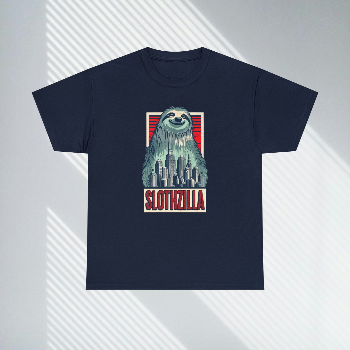 Slothzilla, city destroying sloth, Unisex Heavy Cotton Tee
