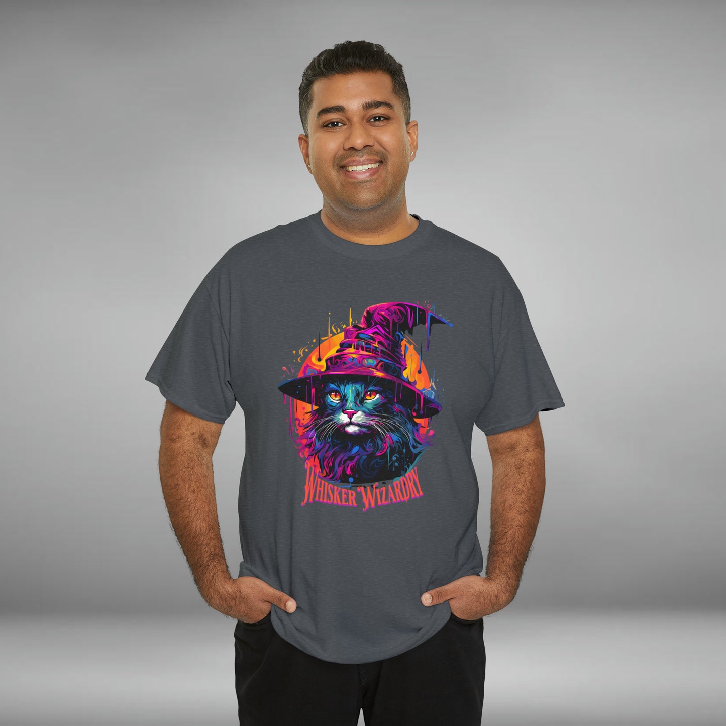 Whisker Wizardry, Wizard Cat, Unisex Heavy Cotton Tee