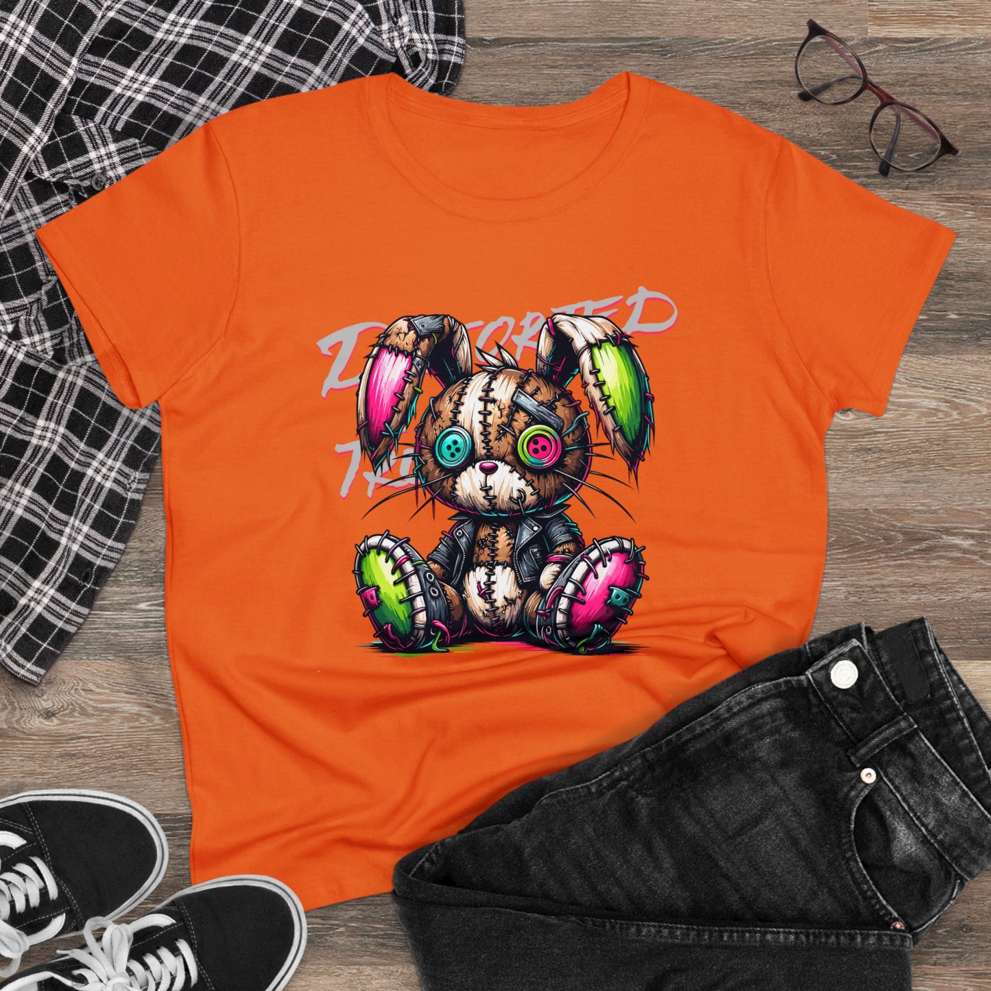 Distorted Truth, Ragdoll Bunny, Women's Midweight Cotton Tee