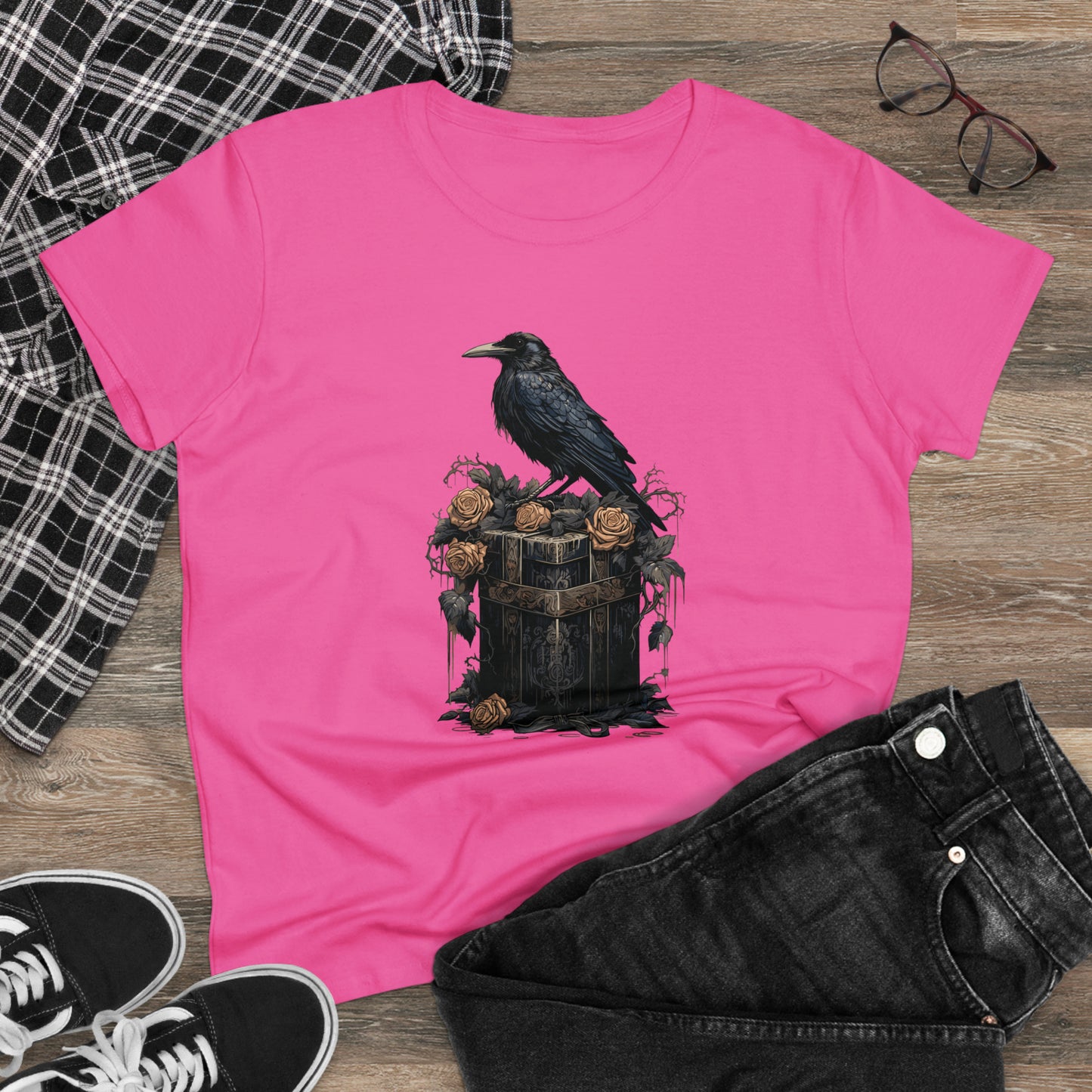 Victorian Bandbox Crow, Women's Midweight Cotton Tee