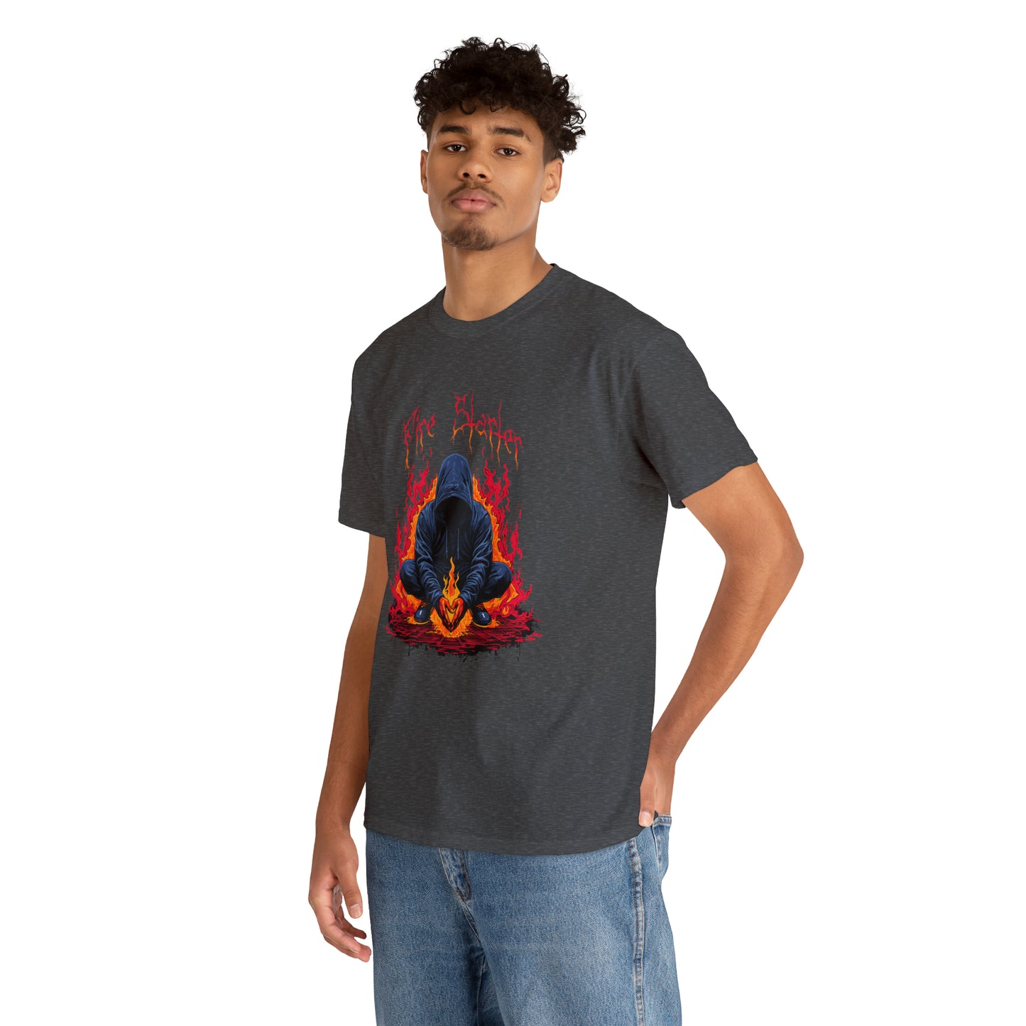 Fire Starter, Hooded man with superpowers, Unisex Heavy Cotton Tee