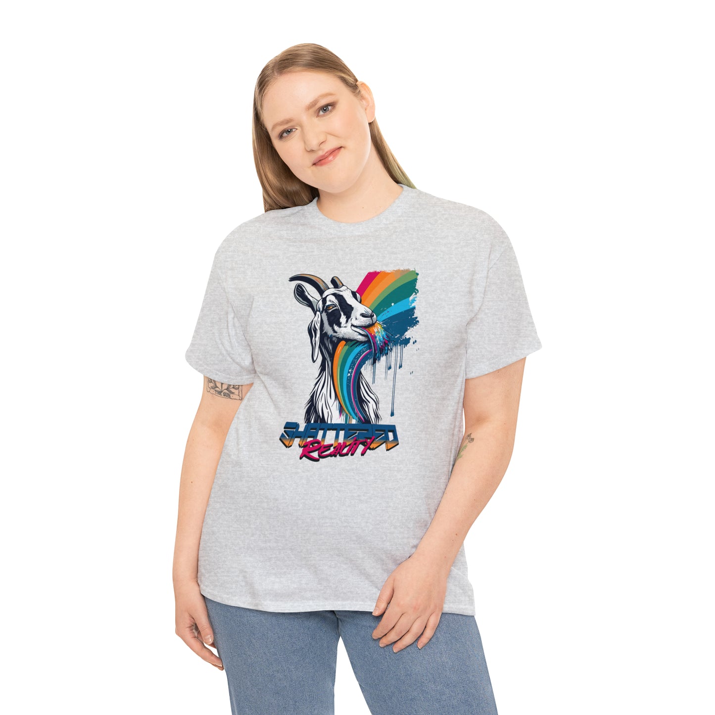 Shattered Reality, Rainbow Goat, Unisex Heavy Cotton Tee