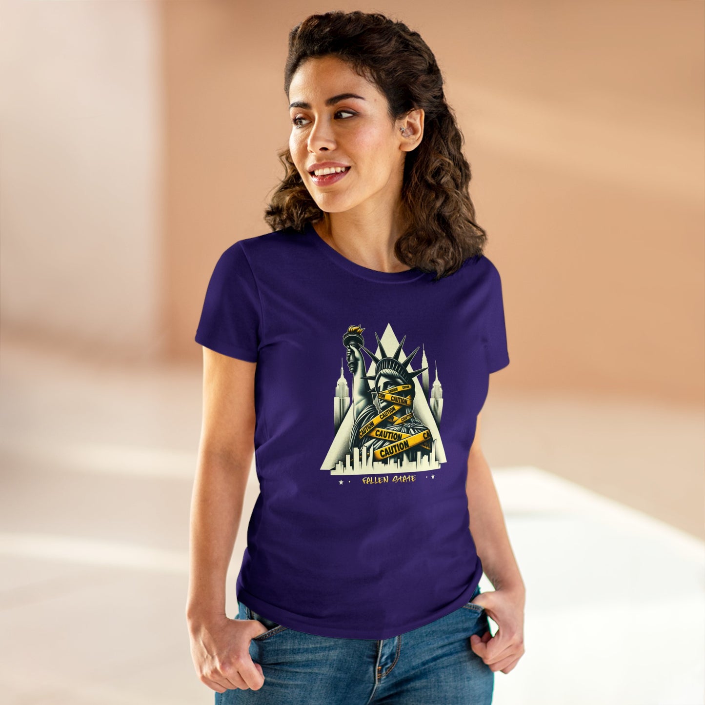 Fallen State, NYC, Statue of Liberty, Women's Midweight Cotton Tee