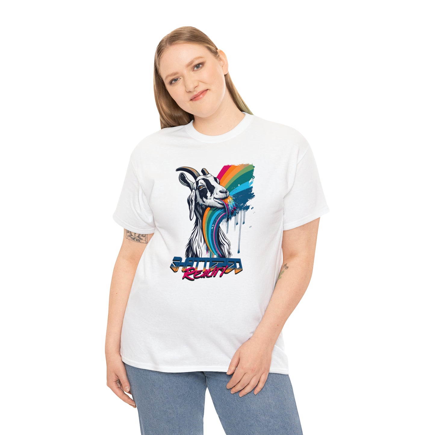 Shattered Reality, Rainbow Goat, Unisex Heavy Cotton Tee