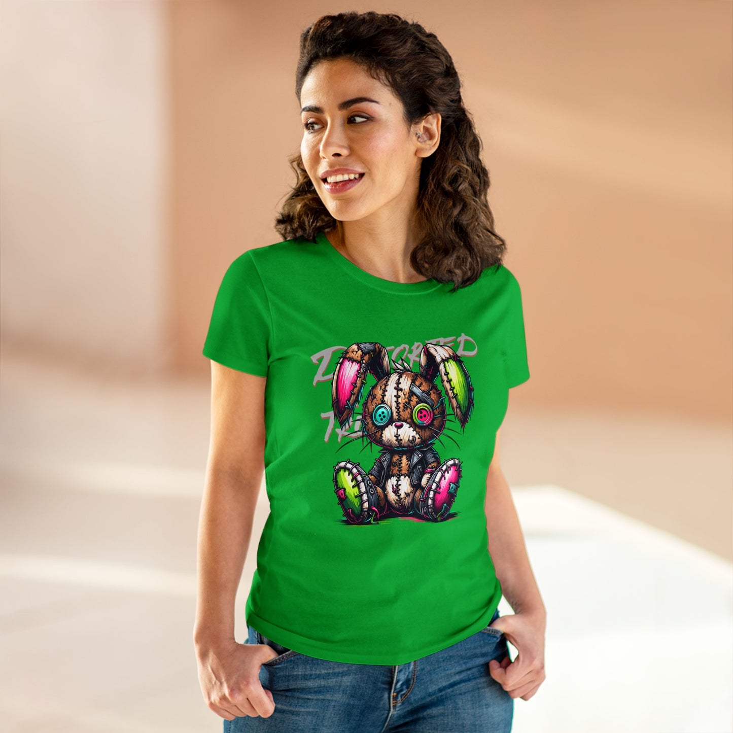 Distorted Truth, Ragdoll Bunny, Women's Midweight Cotton Tee