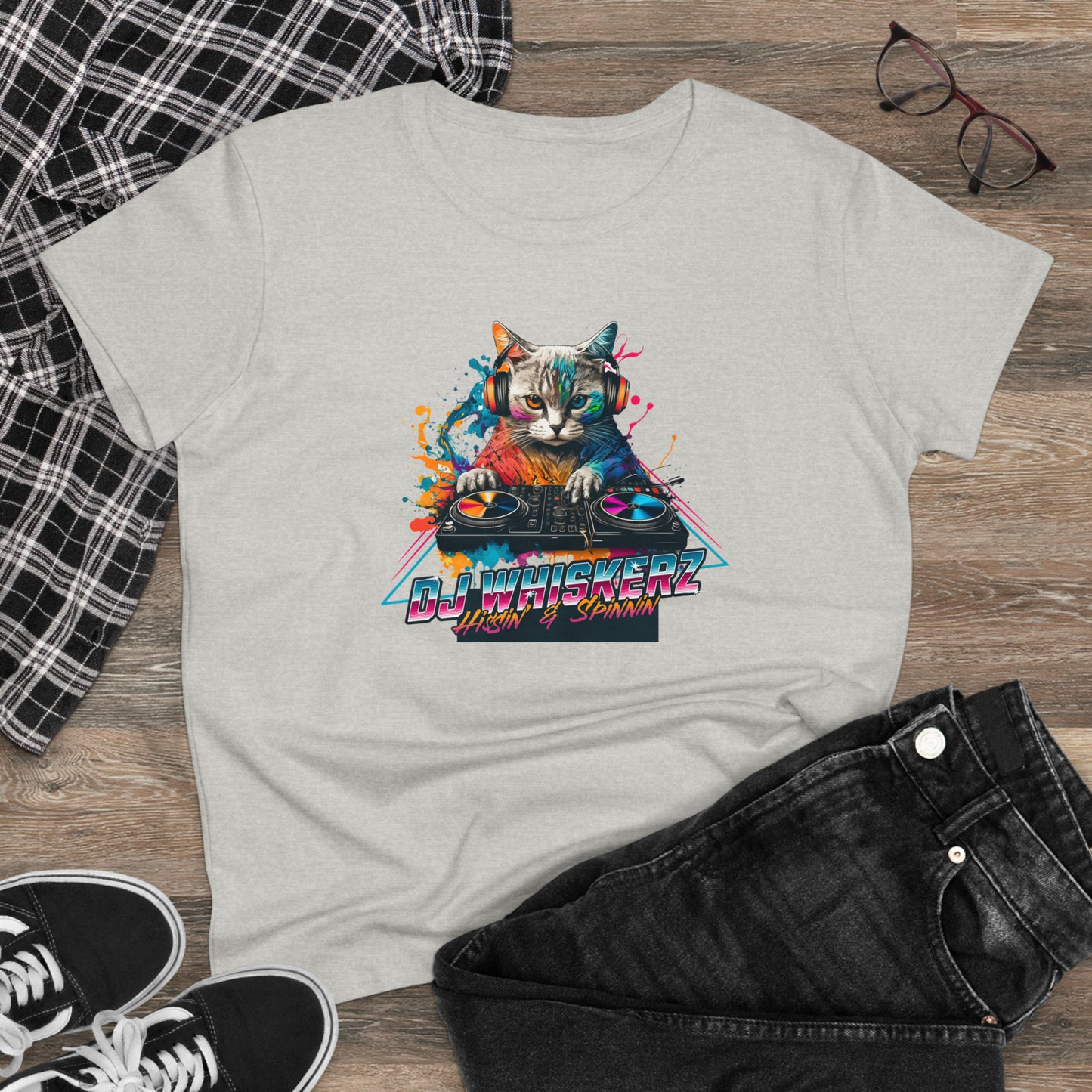 DJ WHISKERZ, Women's Midweight Cotton Graphic Tee