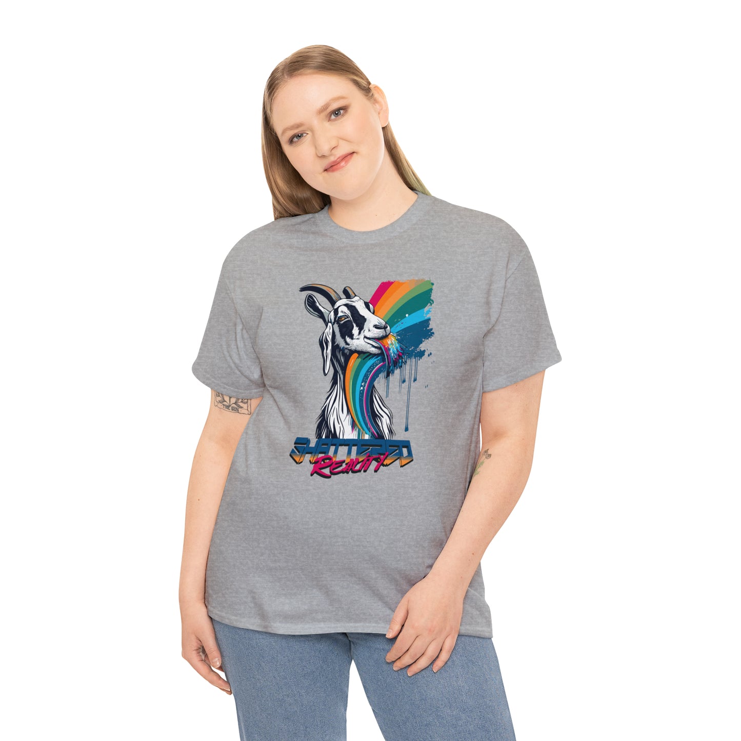 Shattered Reality, Rainbow Goat, Unisex Heavy Cotton Tee