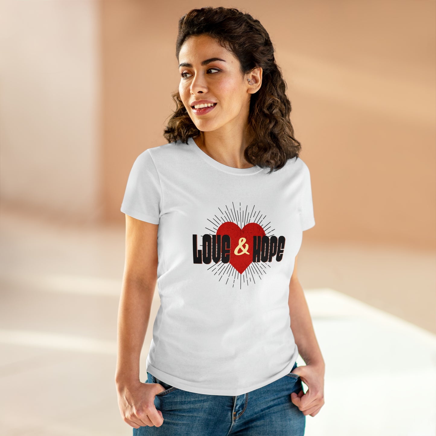 Love & Hope, Heart, Women's Midweight Cotton Tee