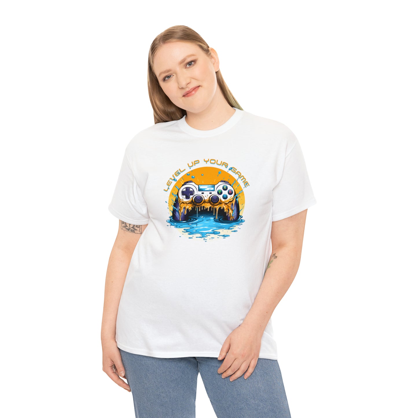 Level Up Your Game, Game Controller Unisex Heavy Cotton Tee