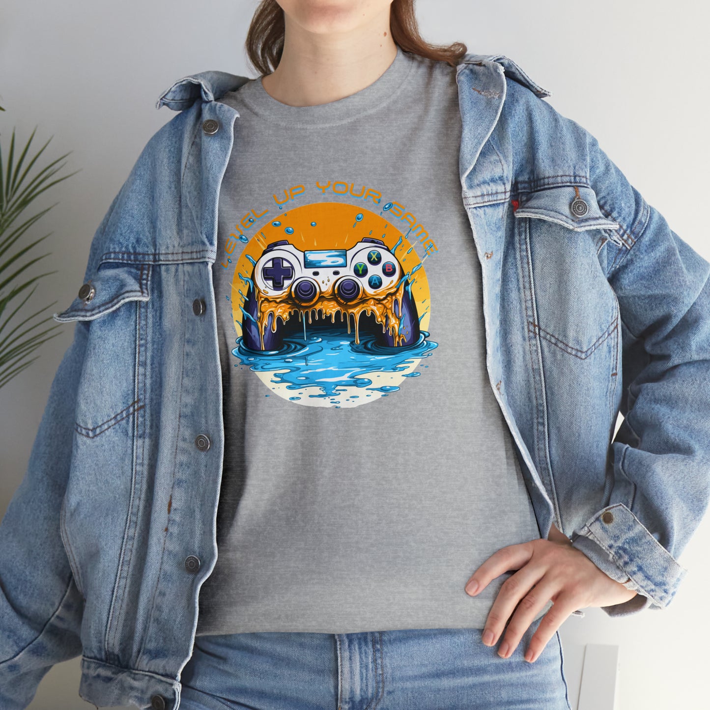 Level Up Your Game, Game Controller Unisex Heavy Cotton Tee