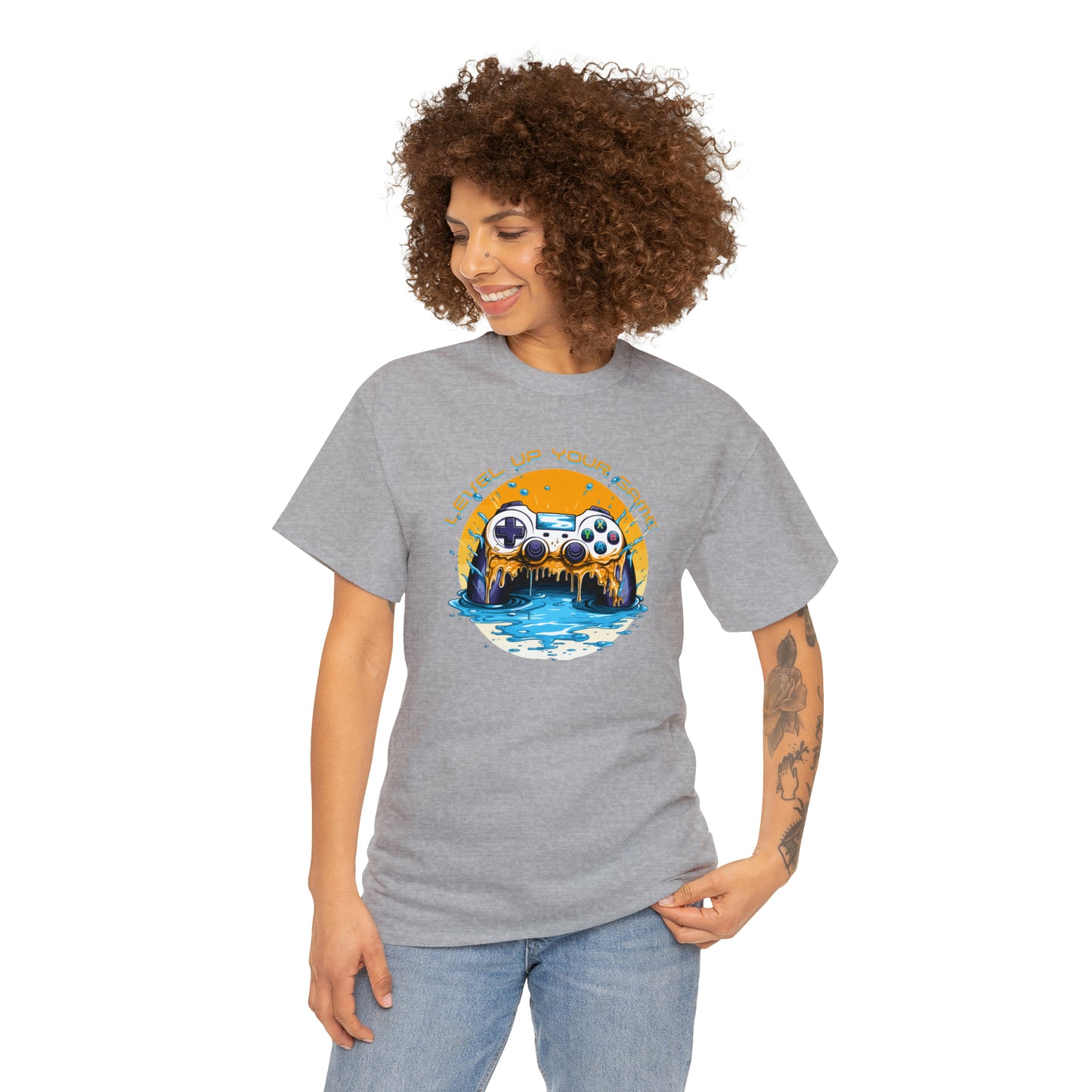 Level Up Your Game, Game Controller Unisex Heavy Cotton Tee