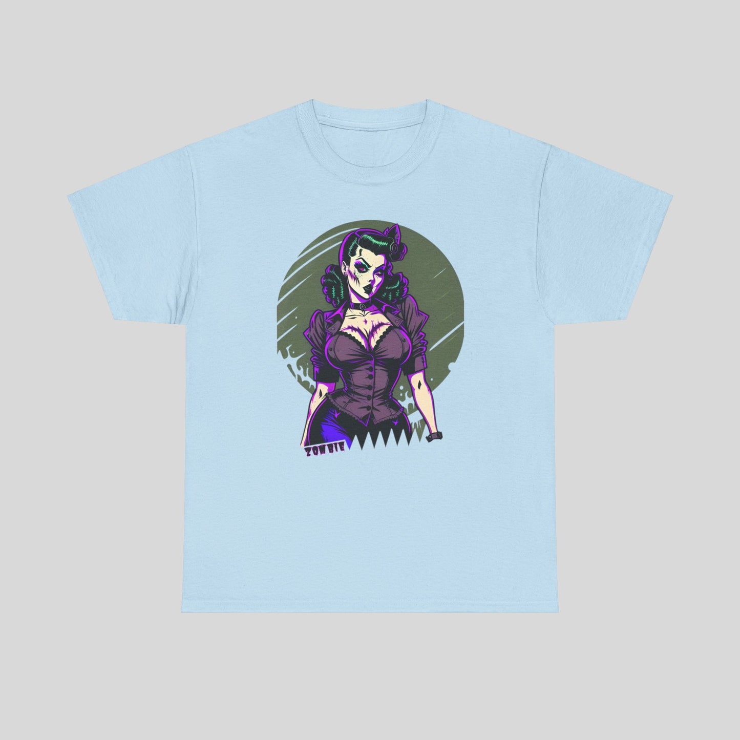 Zombie Pin-up Model, Custom Graphic Unisex Heavy Cotton Tee