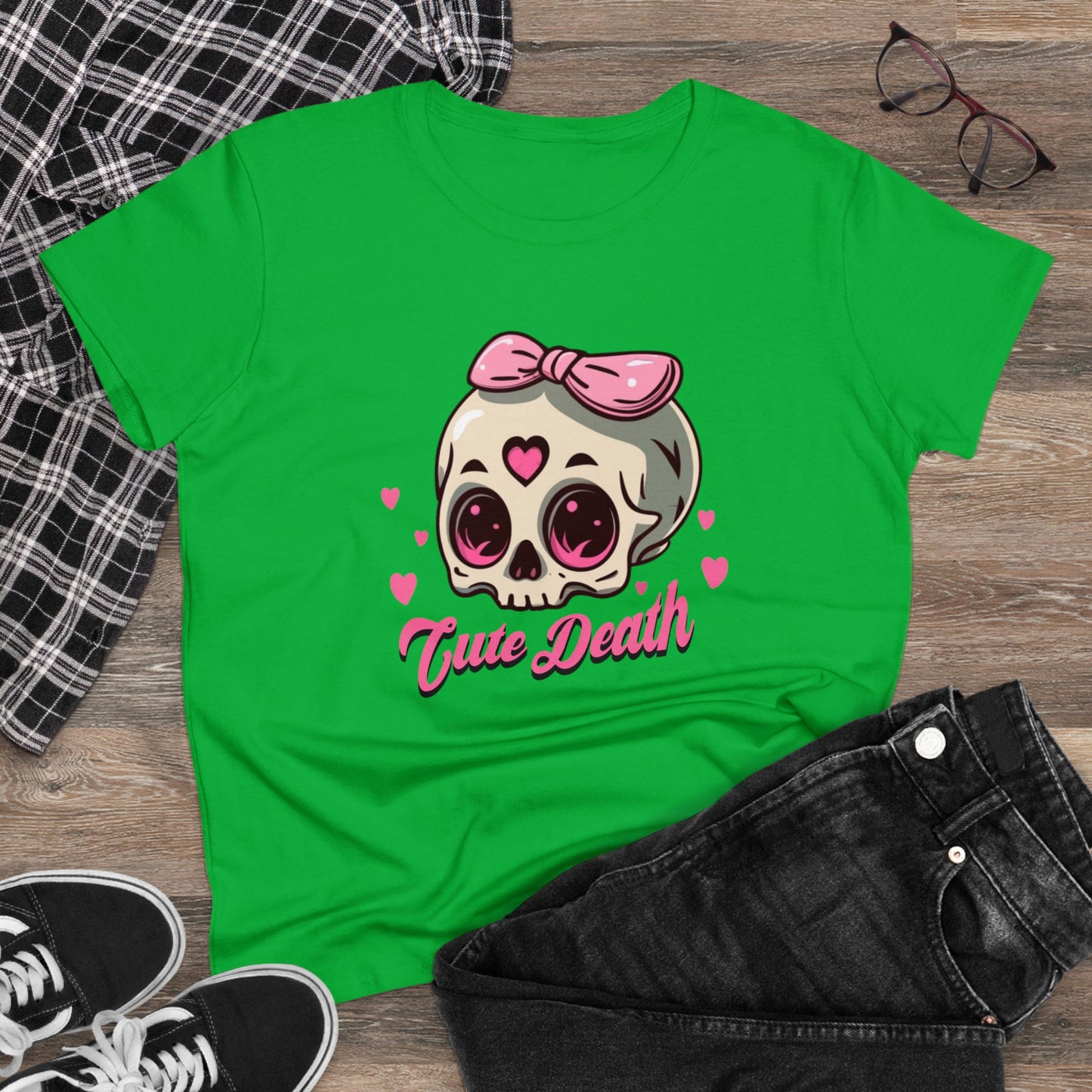 Cute Death, Skull Women's Midweight Cotton Tee