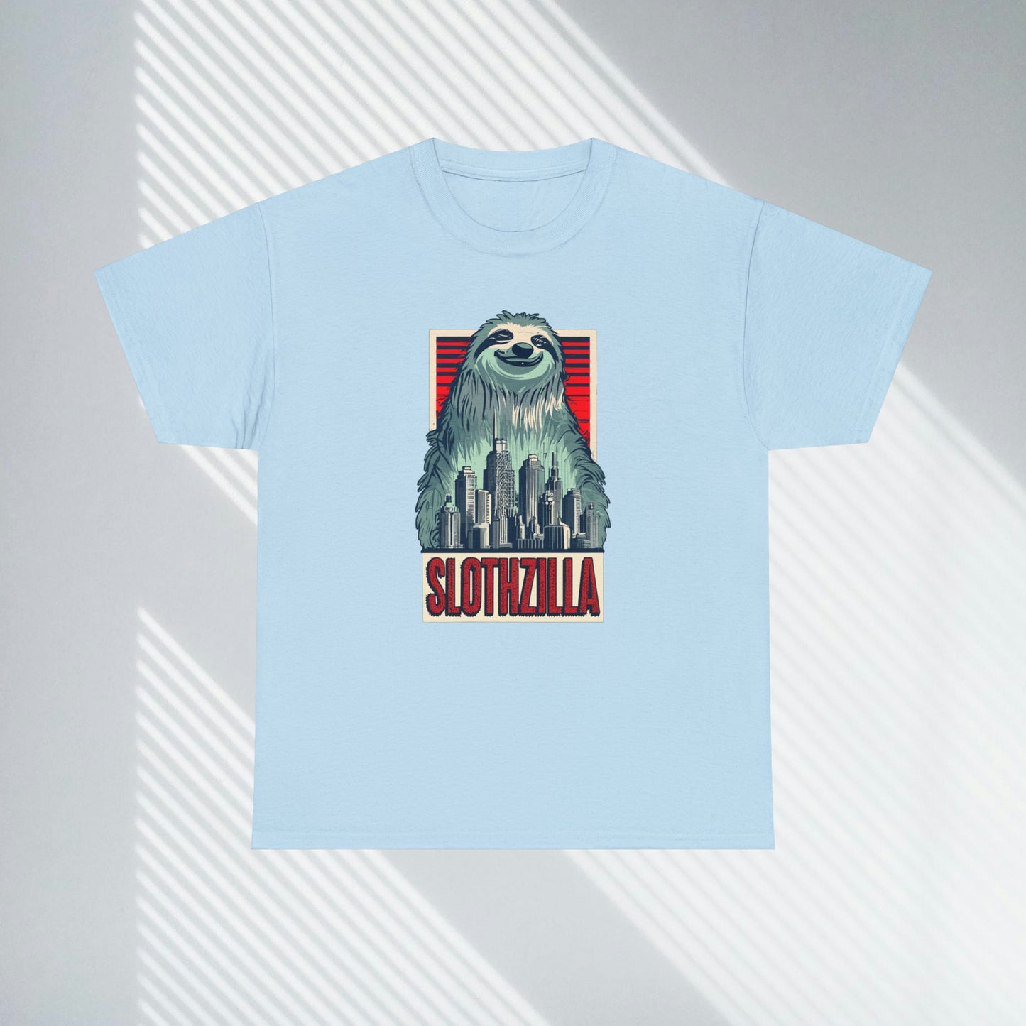 Slothzilla, city destroying sloth, Unisex Heavy Cotton Tee