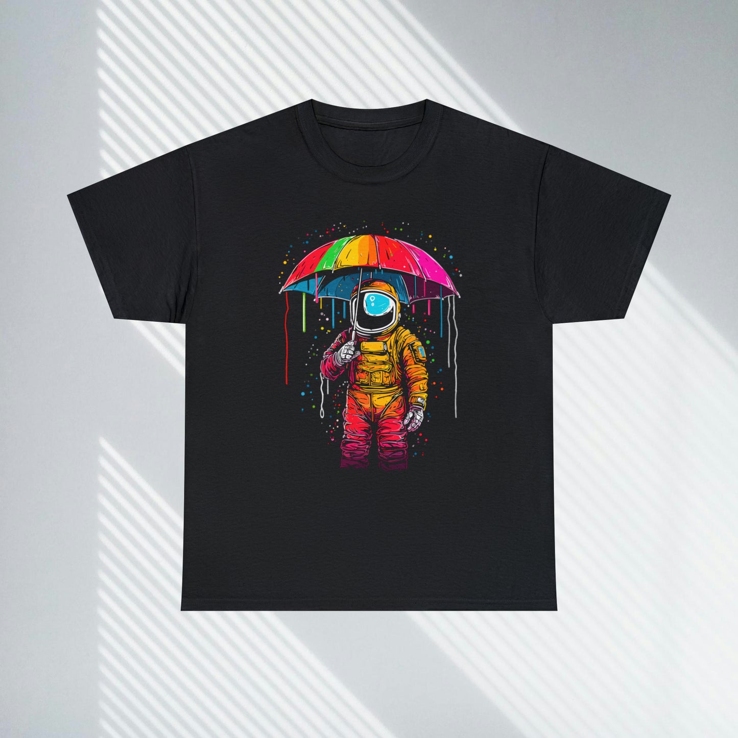 Celestial Rain, Astronaut in the Rain, Unisex Heavy Cotton Tee