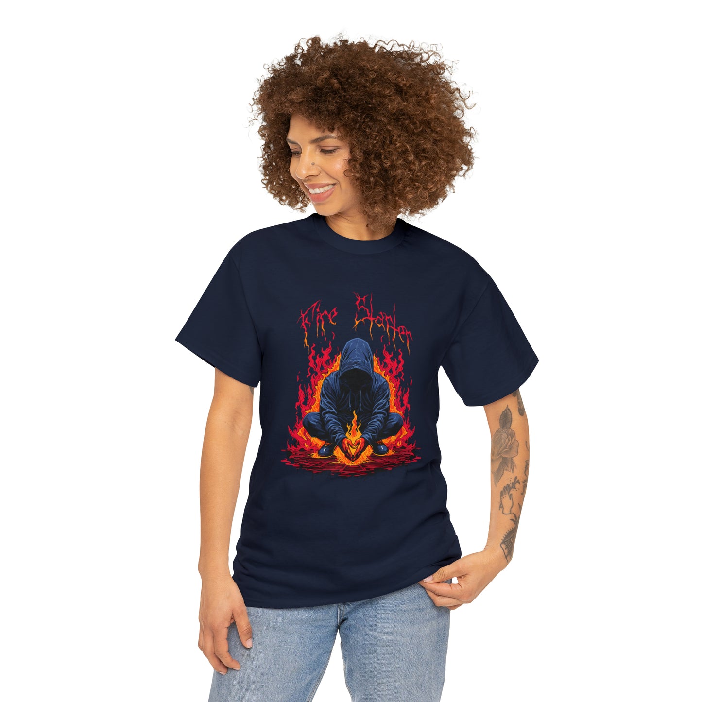 Fire Starter, Hooded man with superpowers, Unisex Heavy Cotton Tee