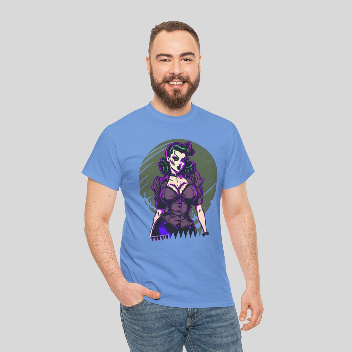 Zombie Pin-up Model, Custom Graphic Unisex Heavy Cotton Tee