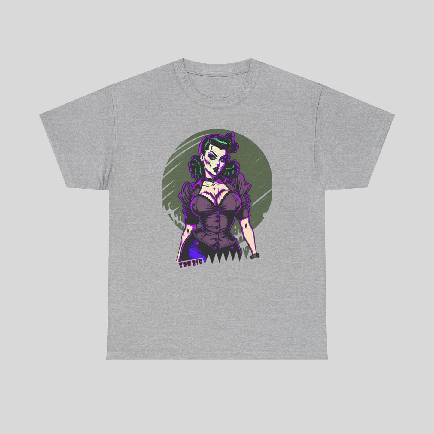 Zombie Pin-up Model, Custom Graphic Unisex Heavy Cotton Tee