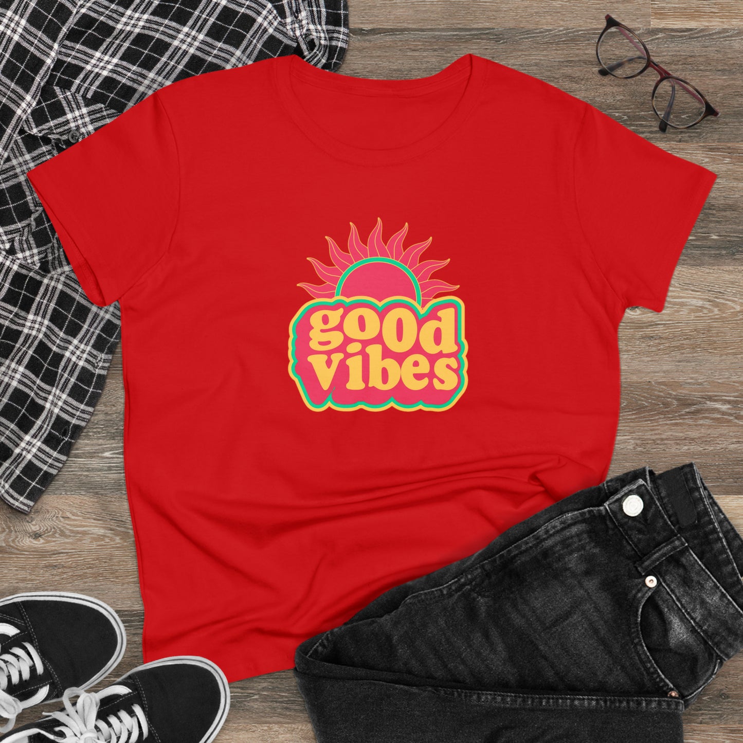 Good Vibes Women's Midweight Cotton Tee