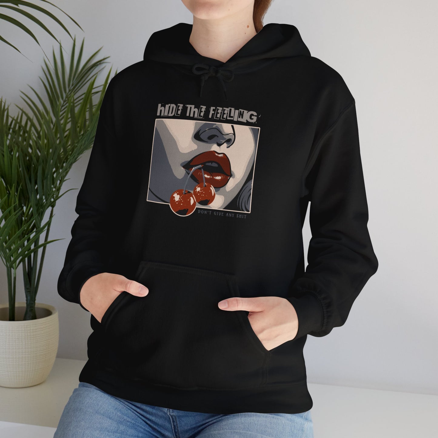 Hide The Feeling, Comic Girl Unisex Heavy Blend™ Hooded Sweatshirt