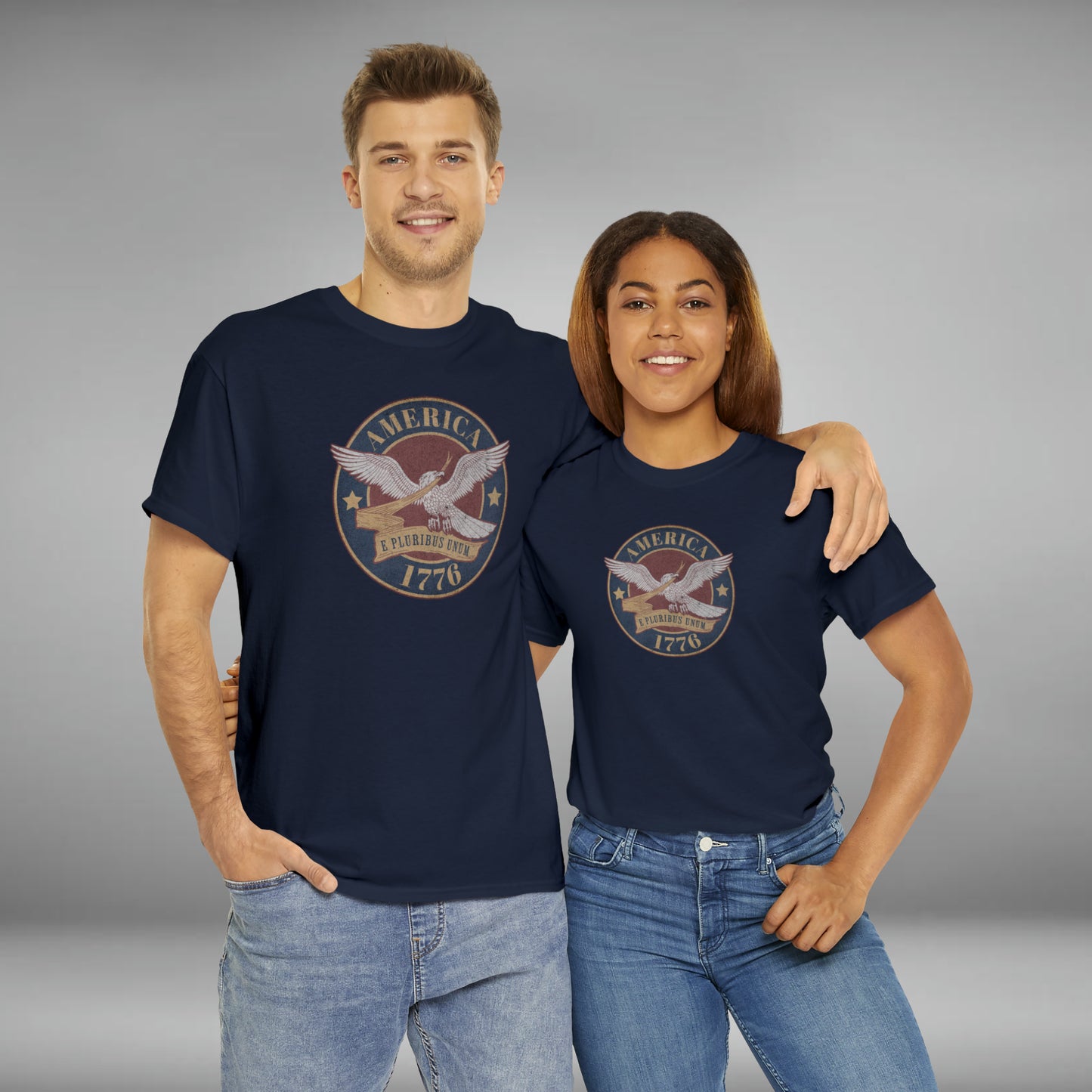 America 1776, E Pluribus Unum Unisex Heavy Cotton Graphic Tee