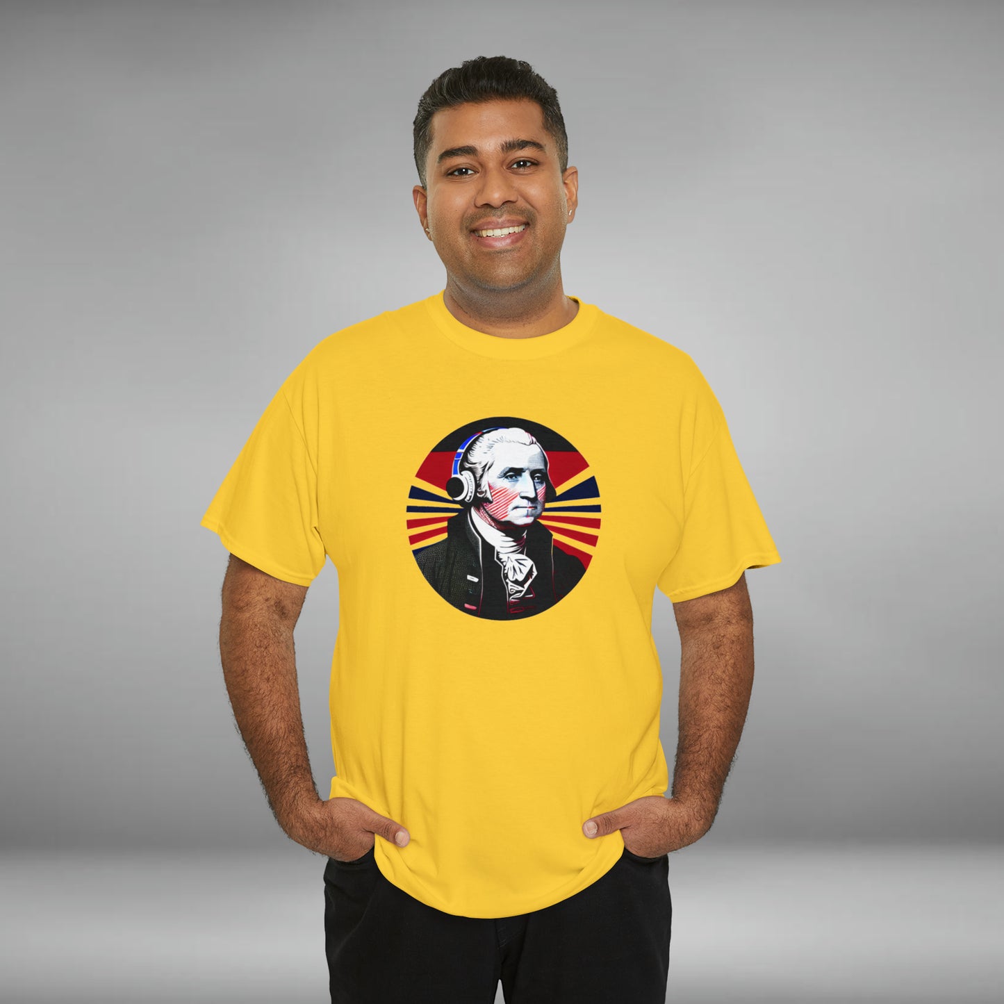 George Washington, Custom Unisex Heavy Cotton Graphic Tee