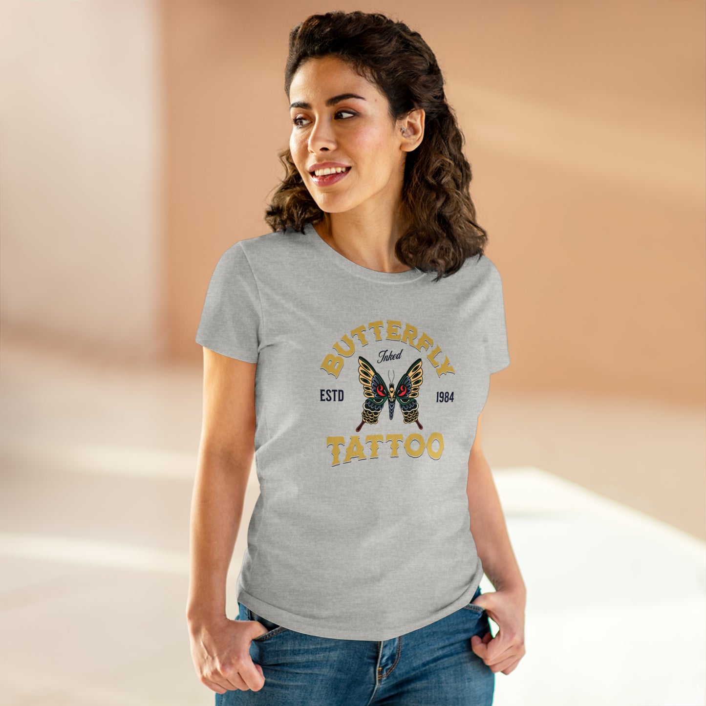 BUTTERFLY TATTOO, Women's Midweight Cotton Tee