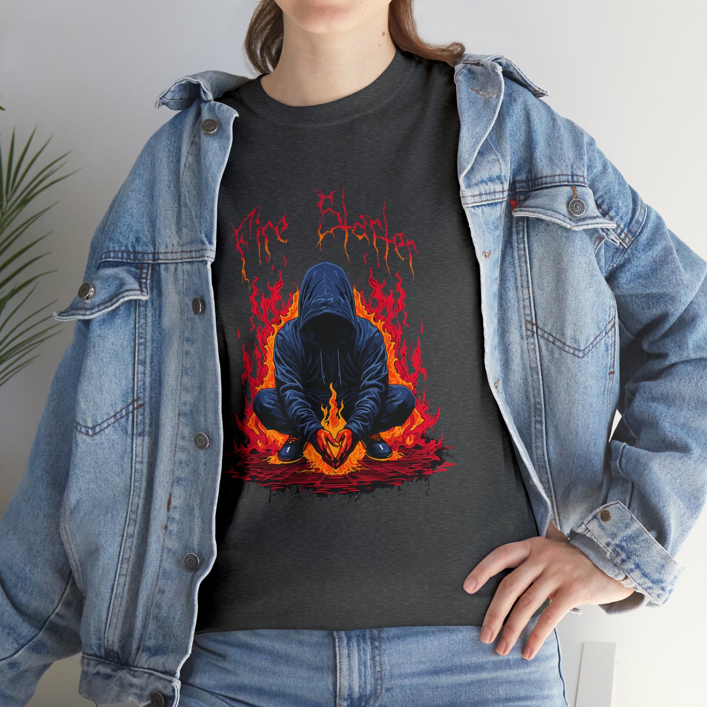Fire Starter, Hooded man with superpowers, Unisex Heavy Cotton Tee
