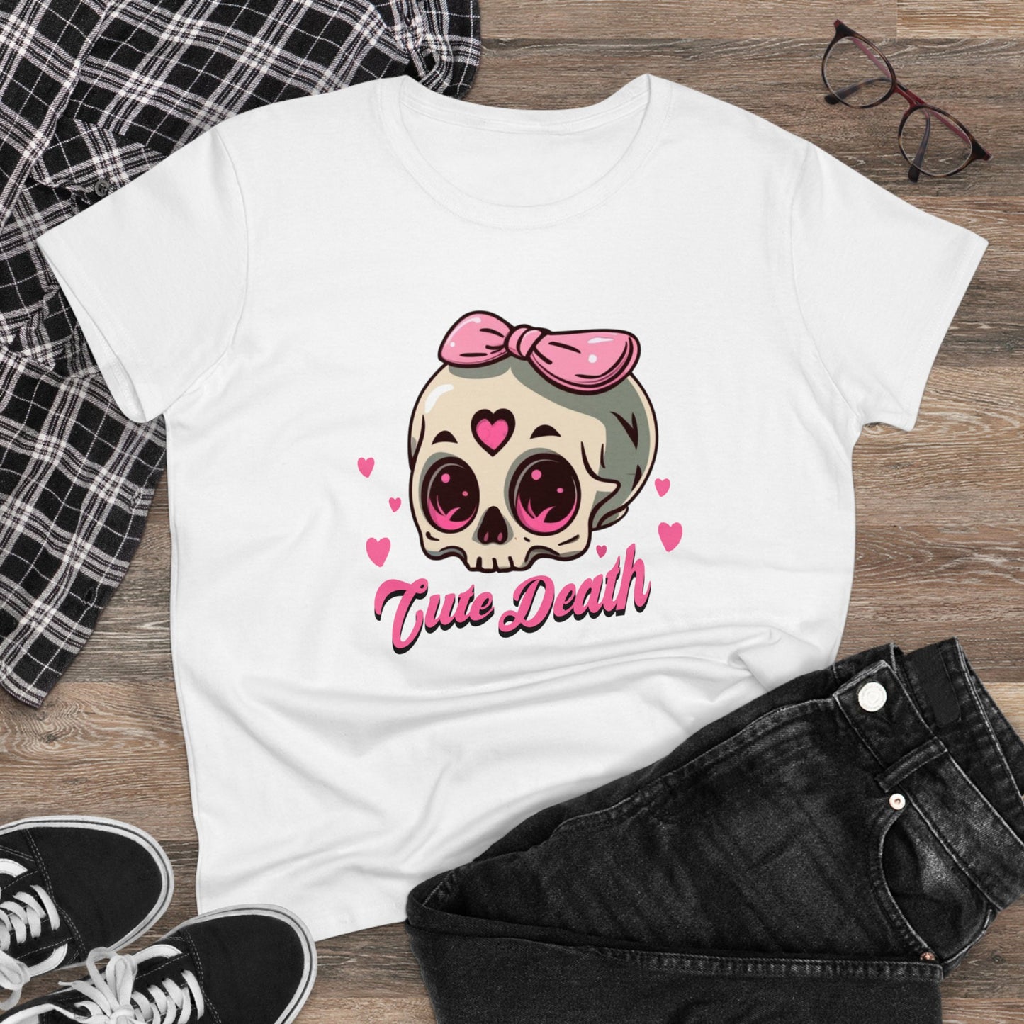 Cute Death, Skull Women's Midweight Cotton Tee