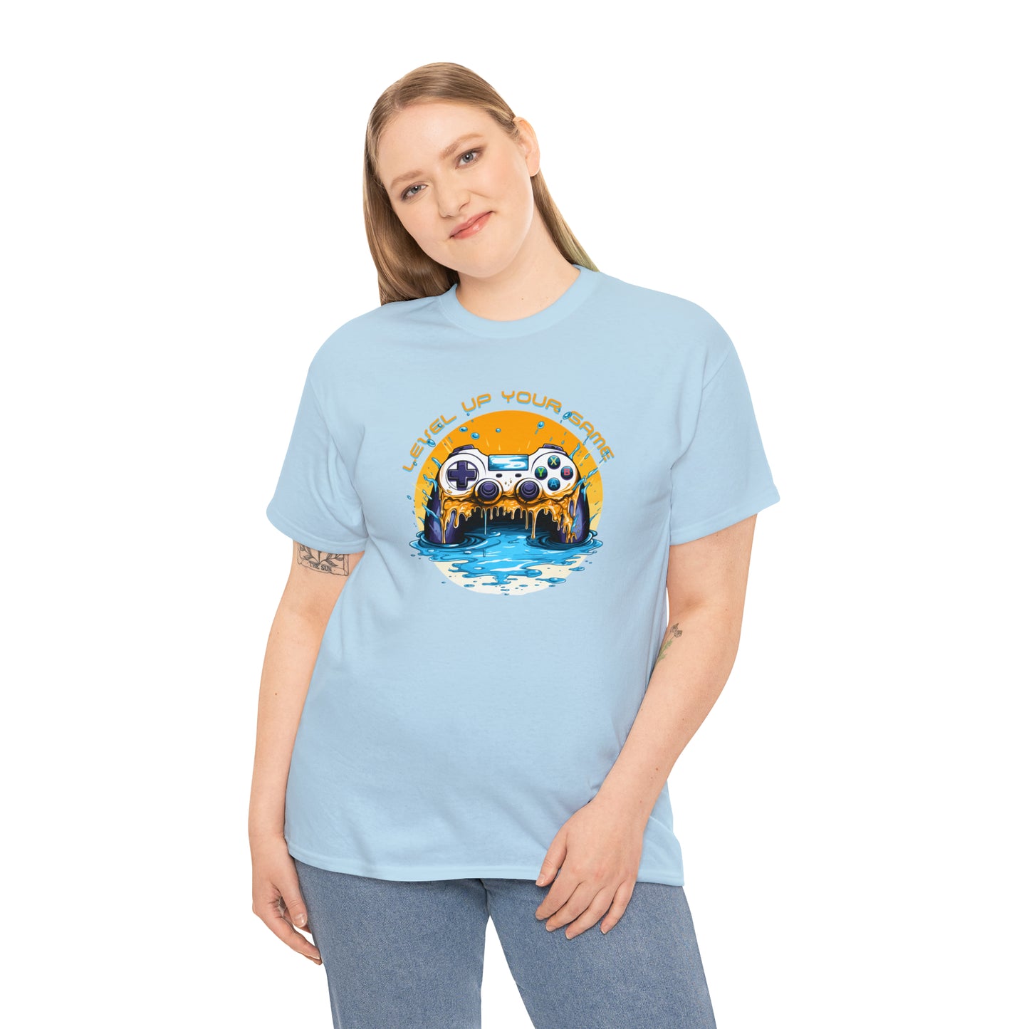 Level Up Your Game, Game Controller Unisex Heavy Cotton Tee