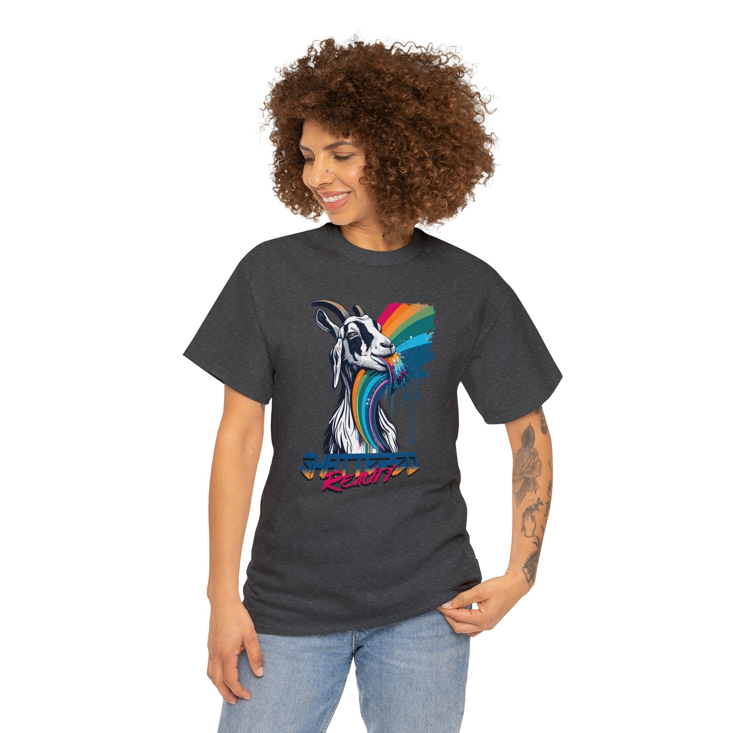 Shattered Reality, Rainbow Goat, Unisex Heavy Cotton Tee