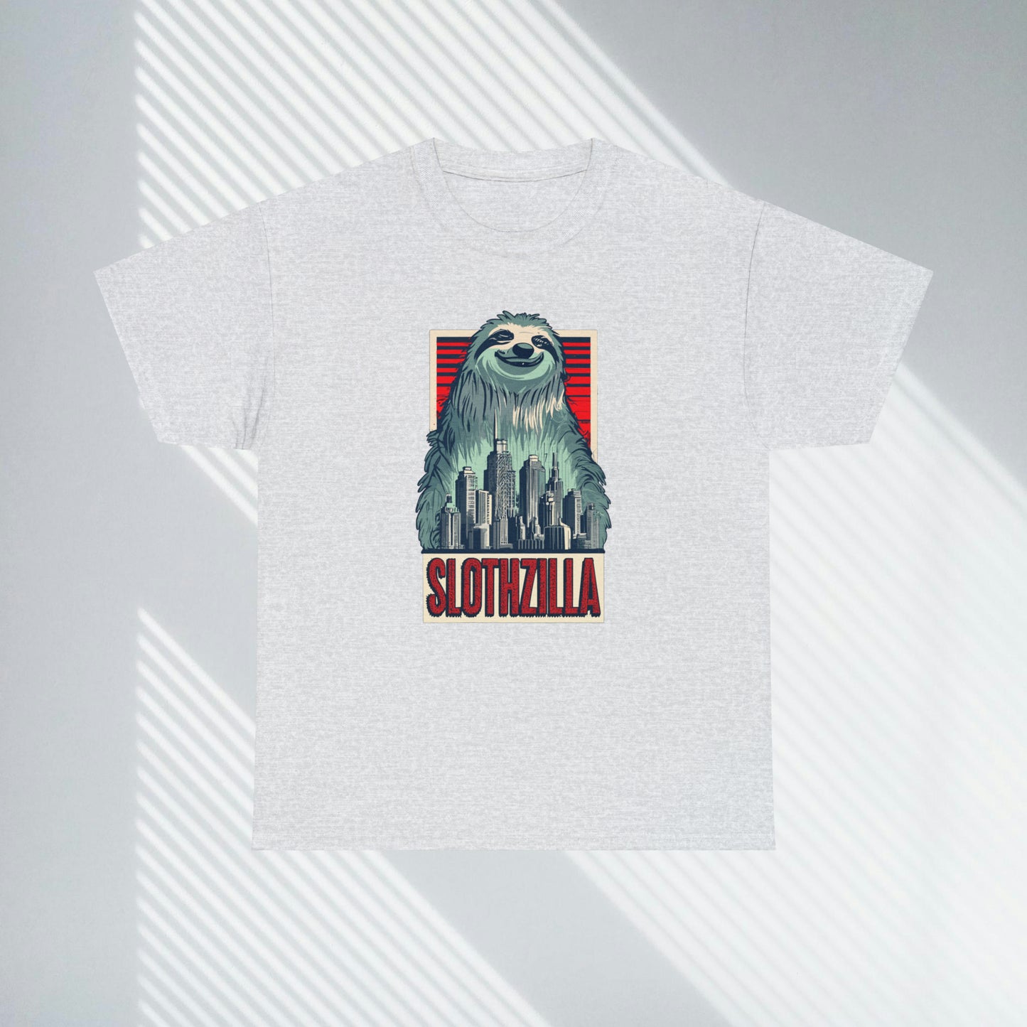 Slothzilla, city destroying sloth, Unisex Heavy Cotton Tee