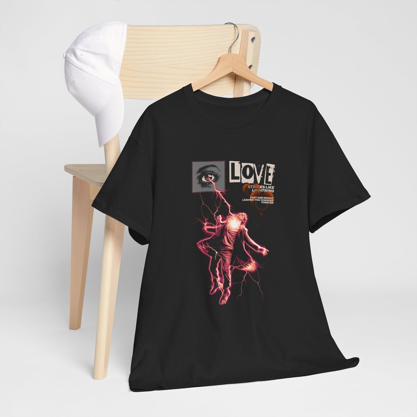 LOVE, Strikes Like Lightning, Unisex Heavy Cotton Tee