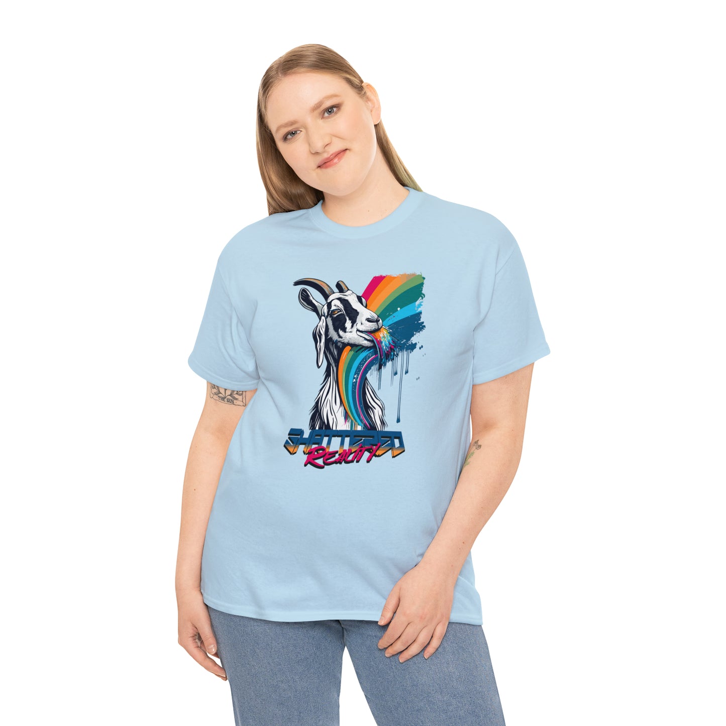 Shattered Reality, Rainbow Goat, Unisex Heavy Cotton Tee