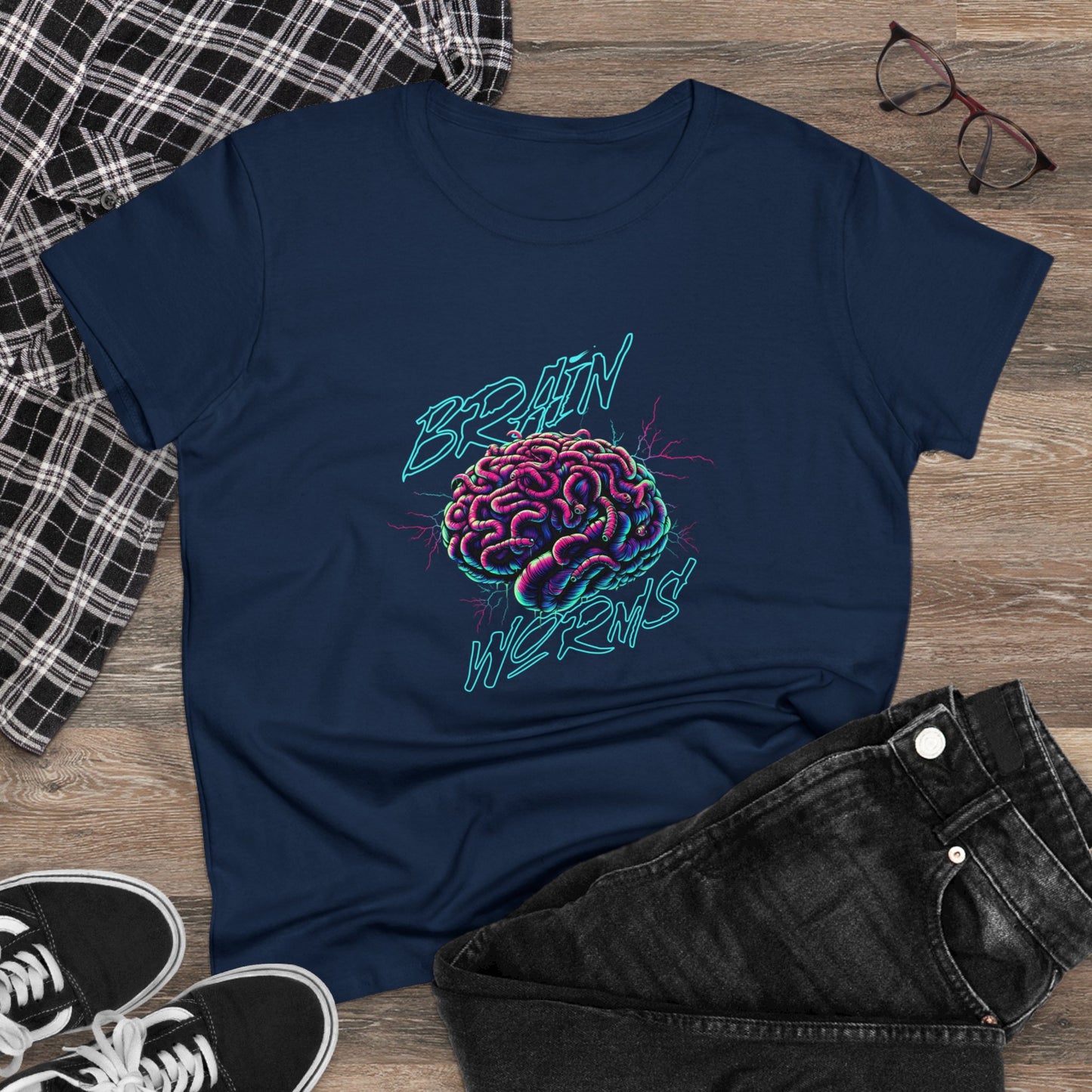 Brain Worms Women's Midweight Cotton Tee
