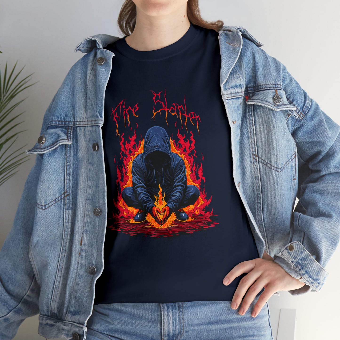 Fire Starter, Hooded man with superpowers, Unisex Heavy Cotton Tee