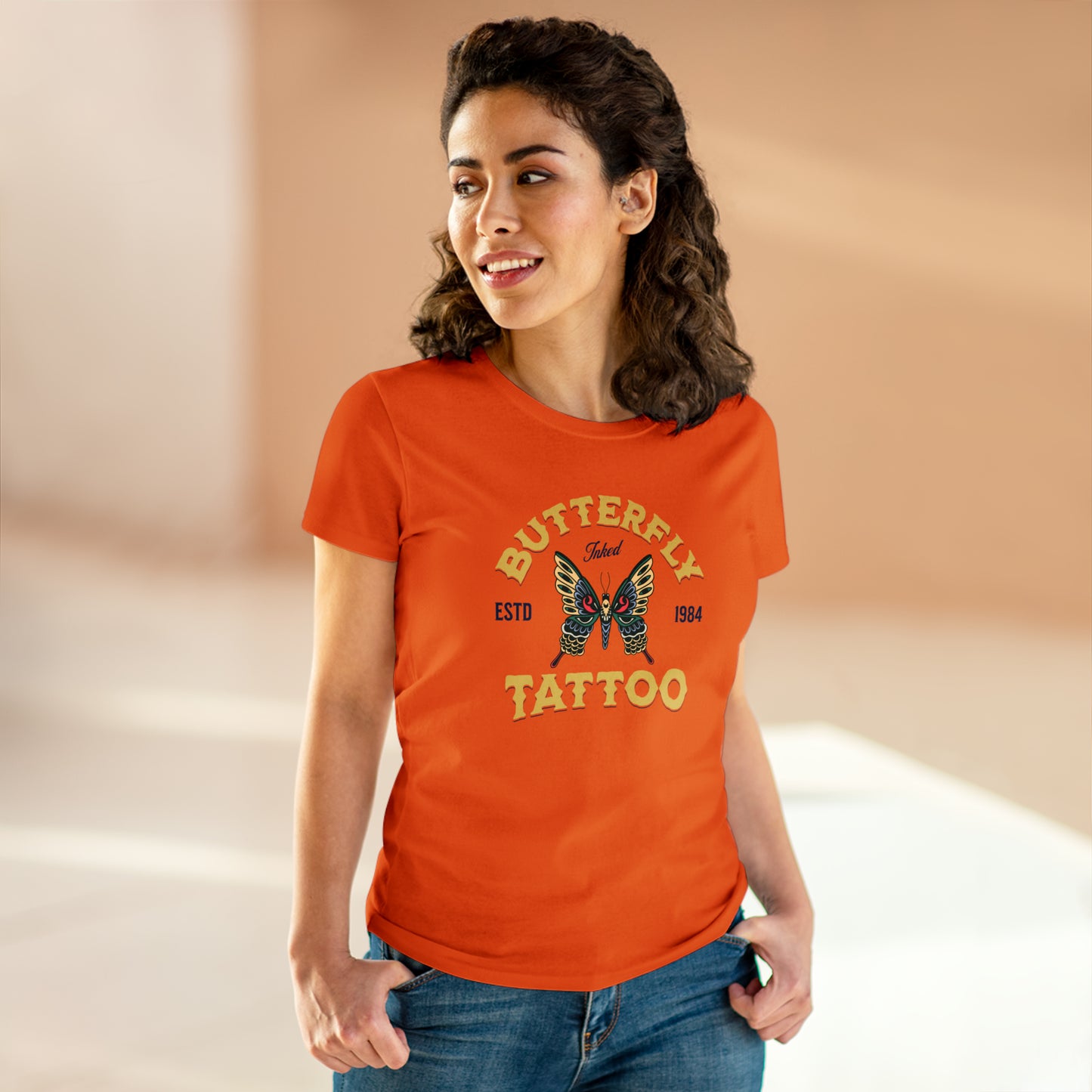 BUTTERFLY TATTOO, Women's Midweight Cotton Tee