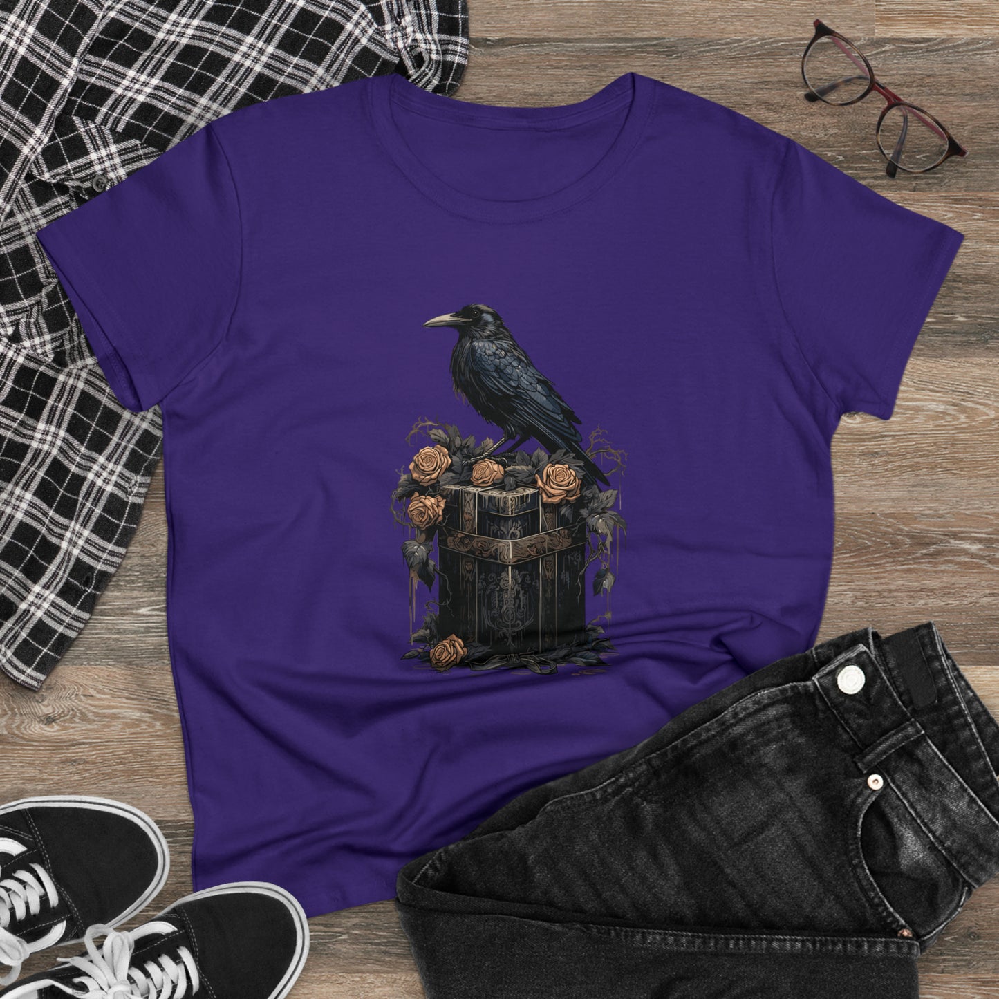 Victorian Bandbox Crow, Women's Midweight Cotton Tee