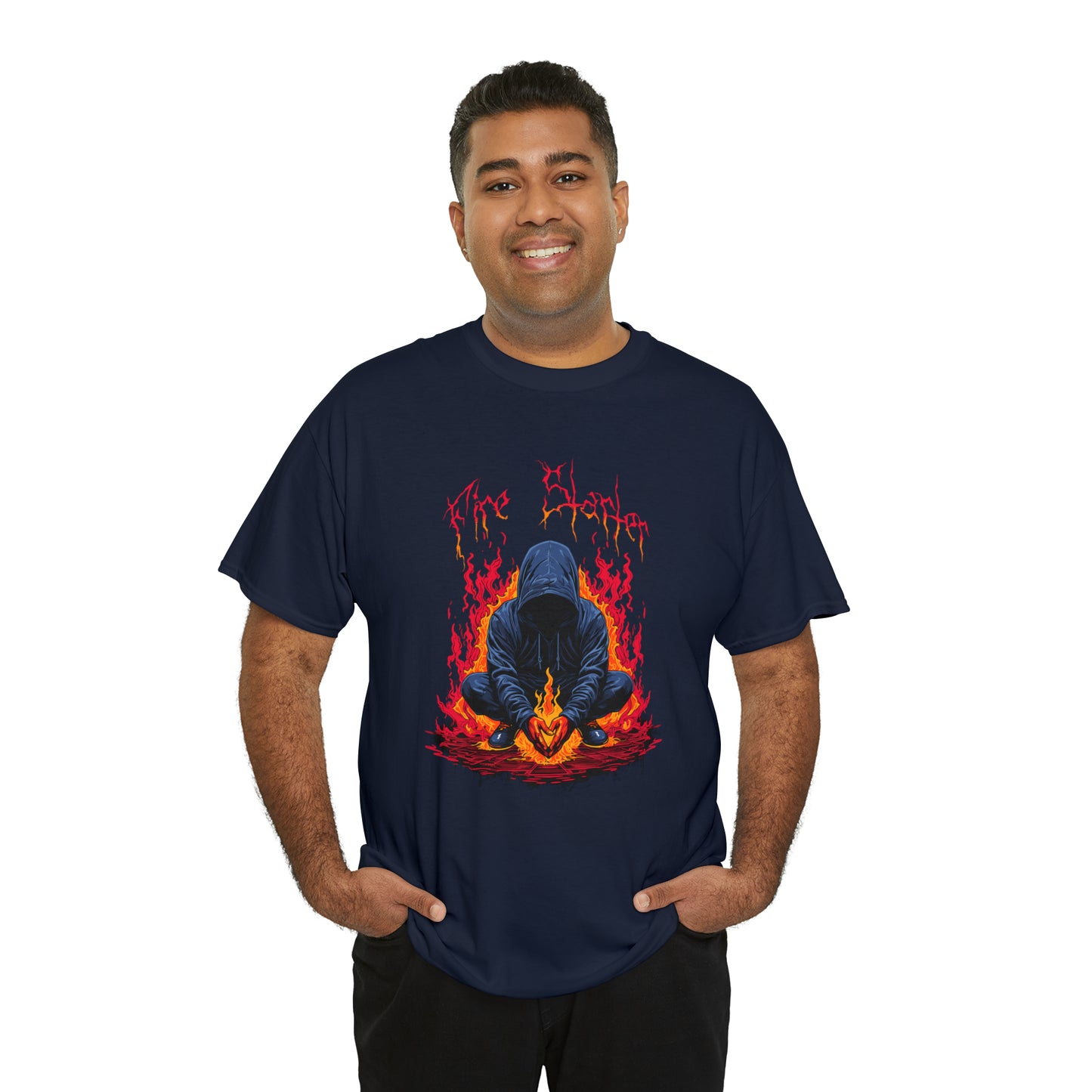 Fire Starter, Hooded man with superpowers, Unisex Heavy Cotton Tee