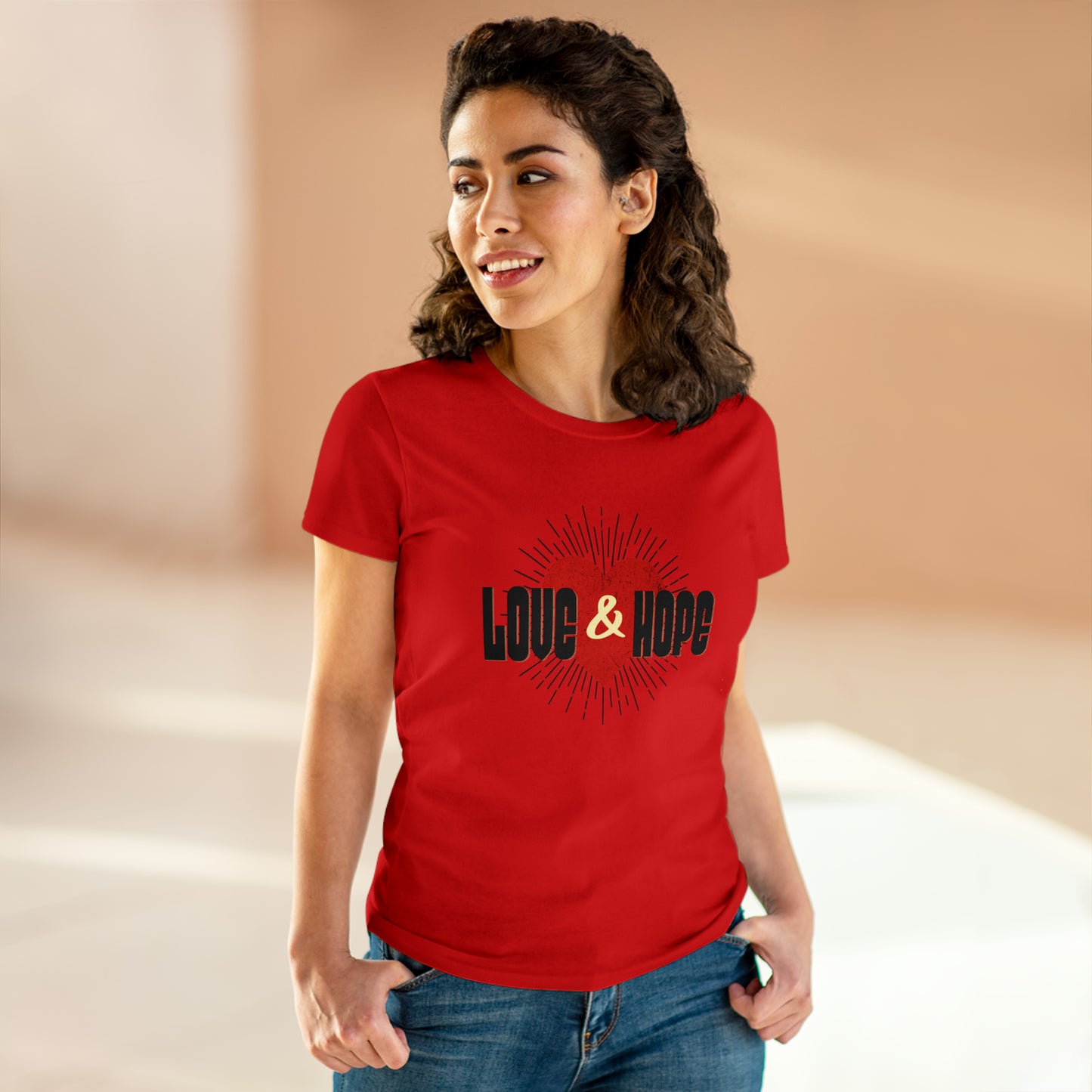 Love & Hope, Heart, Women's Midweight Cotton Tee