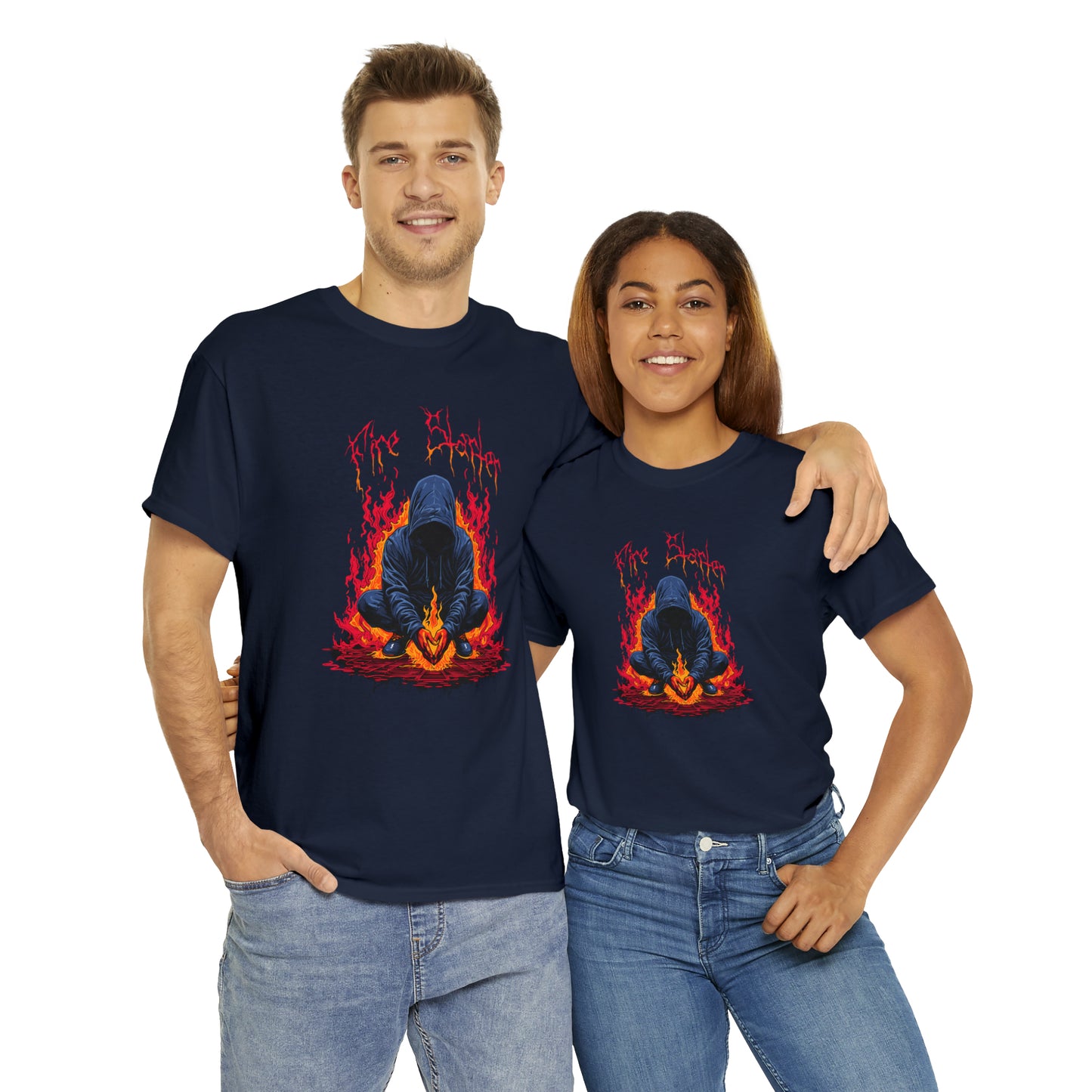 Fire Starter, Hooded man with superpowers, Unisex Heavy Cotton Tee