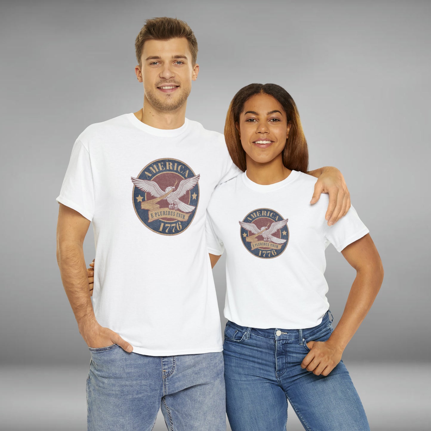 America 1776, E Pluribus Unum Unisex Heavy Cotton Graphic Tee