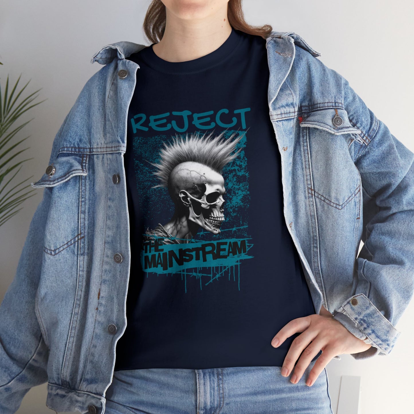 Reject the Mainstream, Punk Skull, Unisex Heavy Cotton Tee