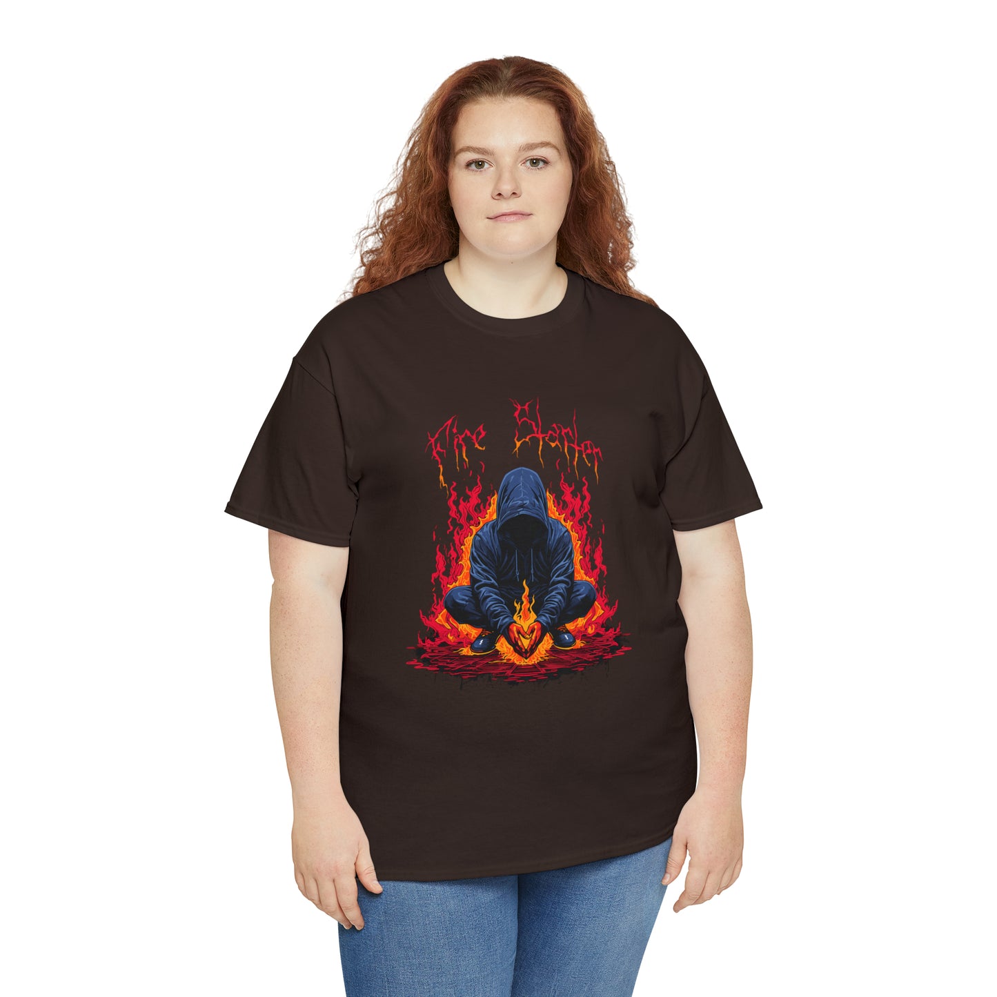 Fire Starter, Hooded man with superpowers, Unisex Heavy Cotton Tee