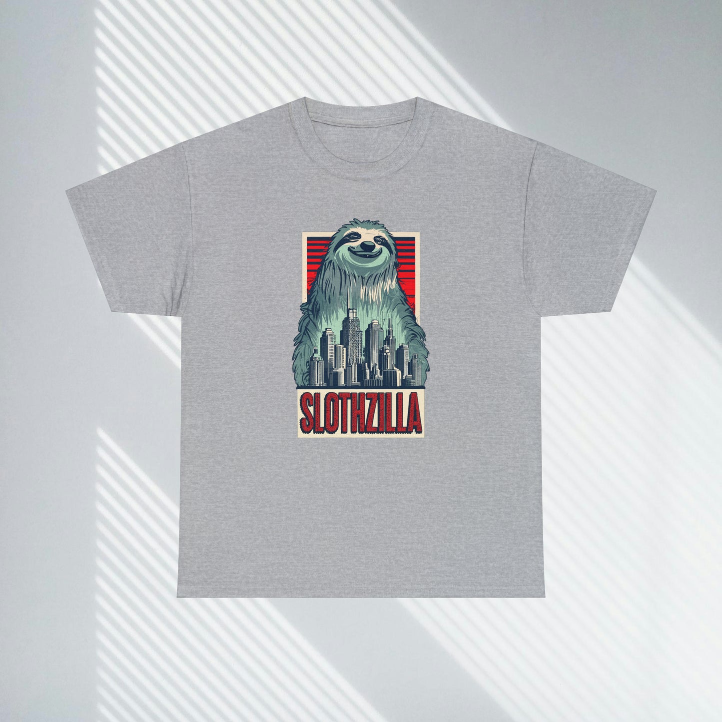 Slothzilla, city destroying sloth, Unisex Heavy Cotton Tee