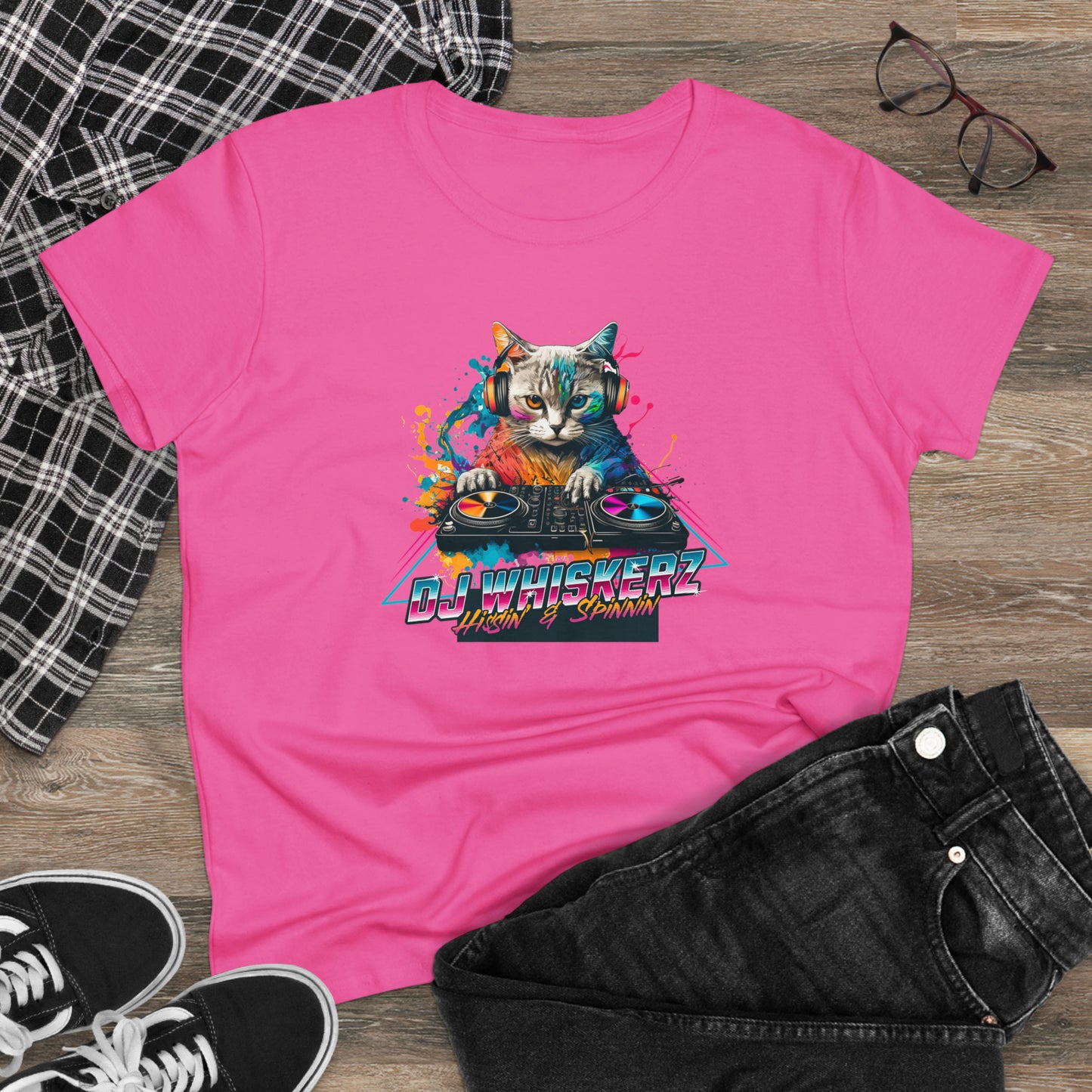 DJ WHISKERZ, Women's Midweight Cotton Graphic Tee